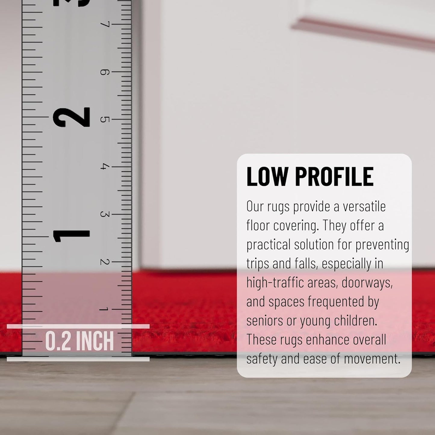 Ottomanson 2'7" x 26' Hallway Runner with Scraper Pile Extra Durable Non-Slip Rug Mat for Indoor & Outdoor Use - Ideal for Kitchen, Entryway, Patio & Garage - High-Traffic Carpet, Red