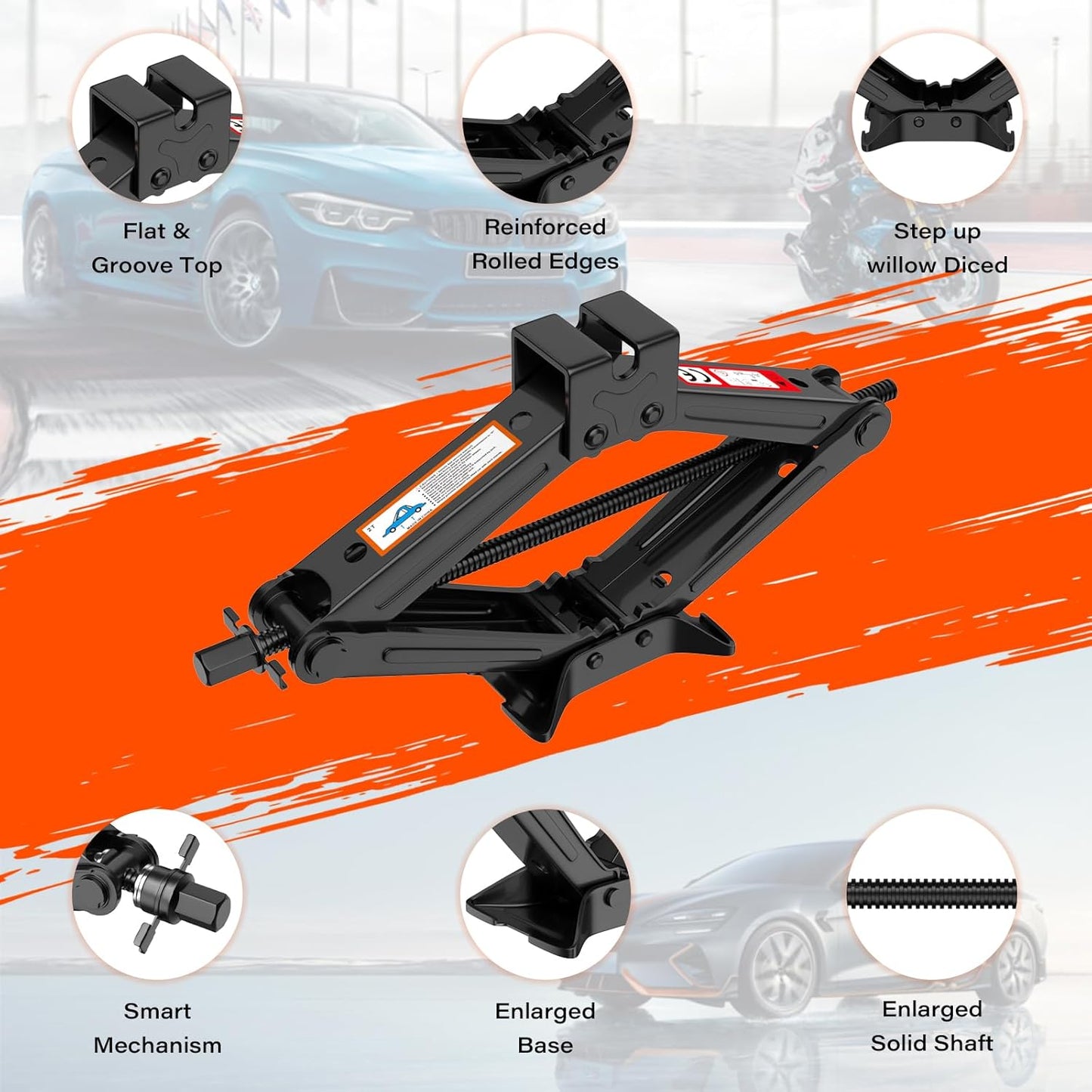 Scissor Jack for Car, 2 Ton (4409 lbs) Car Jack Kit for Sedan, SUV, MPV, Universal Tire Changing Kit with Lug Wrench