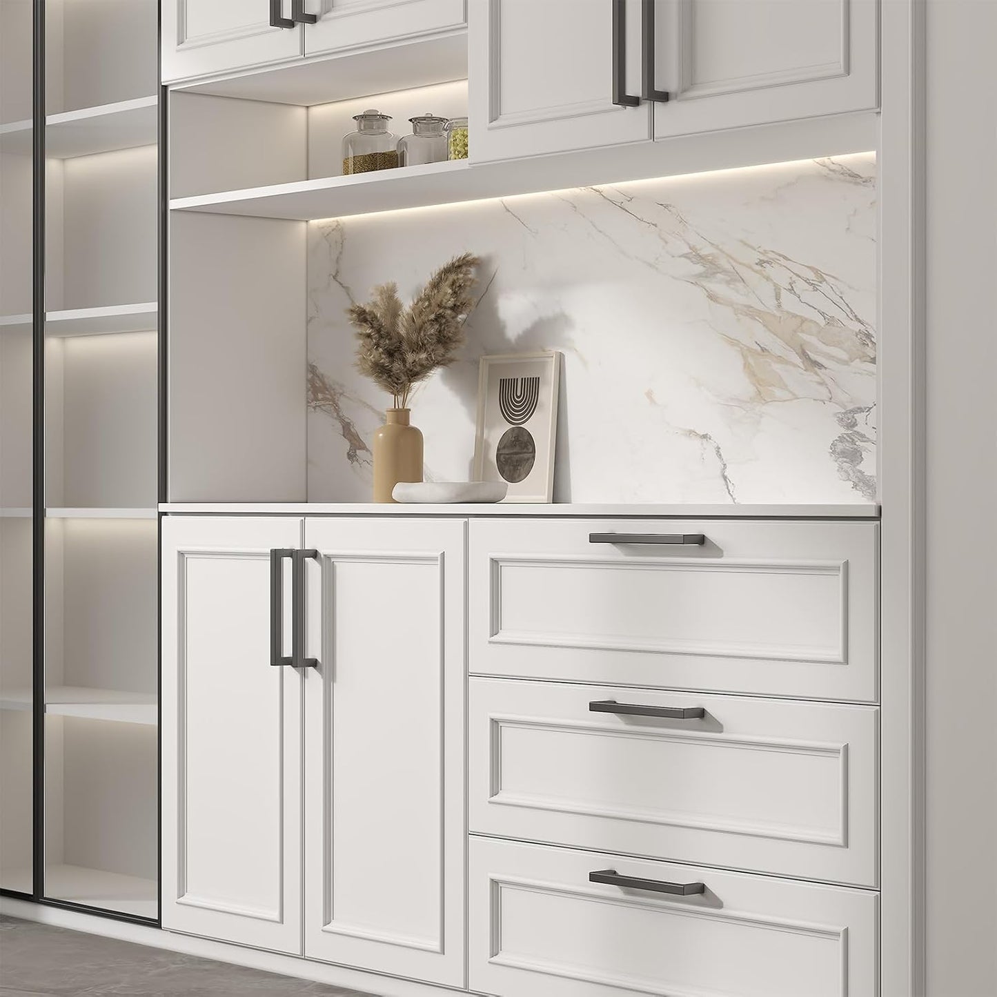 goldenwarm 60Pack 4.5INCH Drawer Pulls Black Modern Cabinet Hardware - LSJ12BK115 Cabinet Handles 4-1/2 inch Hole Centers Bedroom Drawer Pull Kitchen Cabinets T Bar Handle