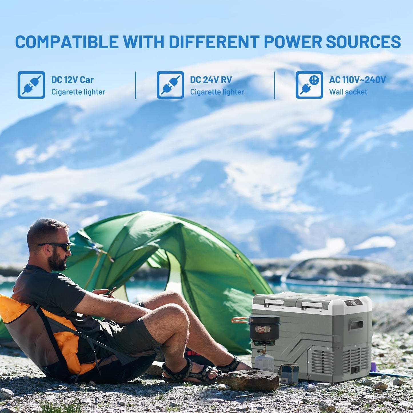 Alpicool 12 Volt Refrigerator Portable Refrigerator for Car 33 Quarts Car Fridge Portable 12V Dual Zone Fridge Freezer 12/24V 110~240 Volt AC for Truck RV Camper SUV Electric Cooler for Camping