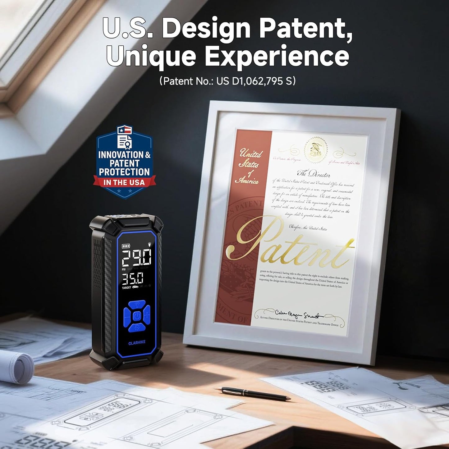 OlarHike Cordless Tire Inflator Portable Air Compressor, Quick Inflation, Air Pump for Car Tires, Pickup Truck, Motorcycle, Bicycle, Balls, Electric Pump with LED Light & Digital Pressure Gauge