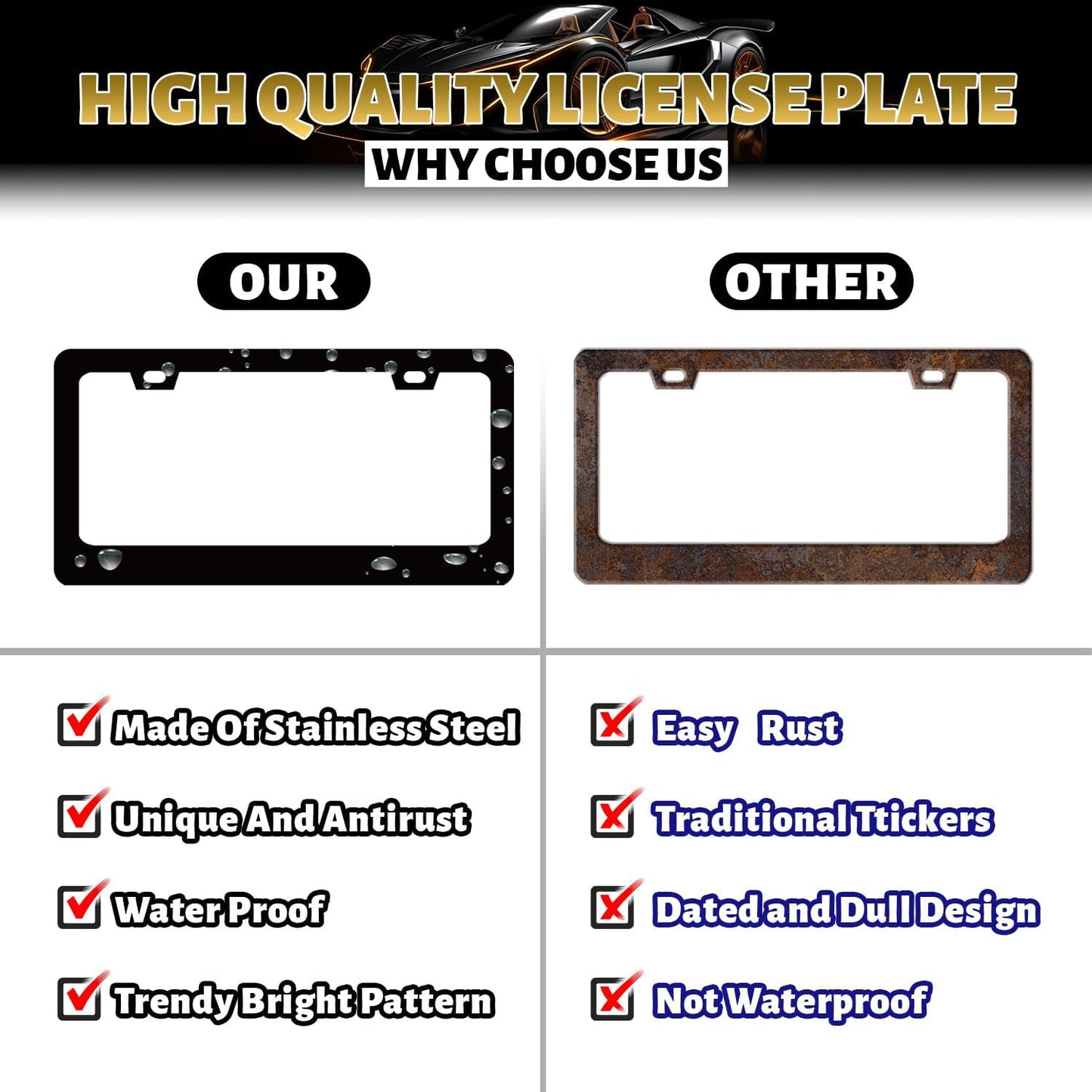 Run More Worry Less License Plate Frame Mountain Arrow License Plate Holder Stainless Steel Front and Rear Car Tags Auto Parts Funny License Plate Decoration with Screws Men Women 12.2" x 6.2"