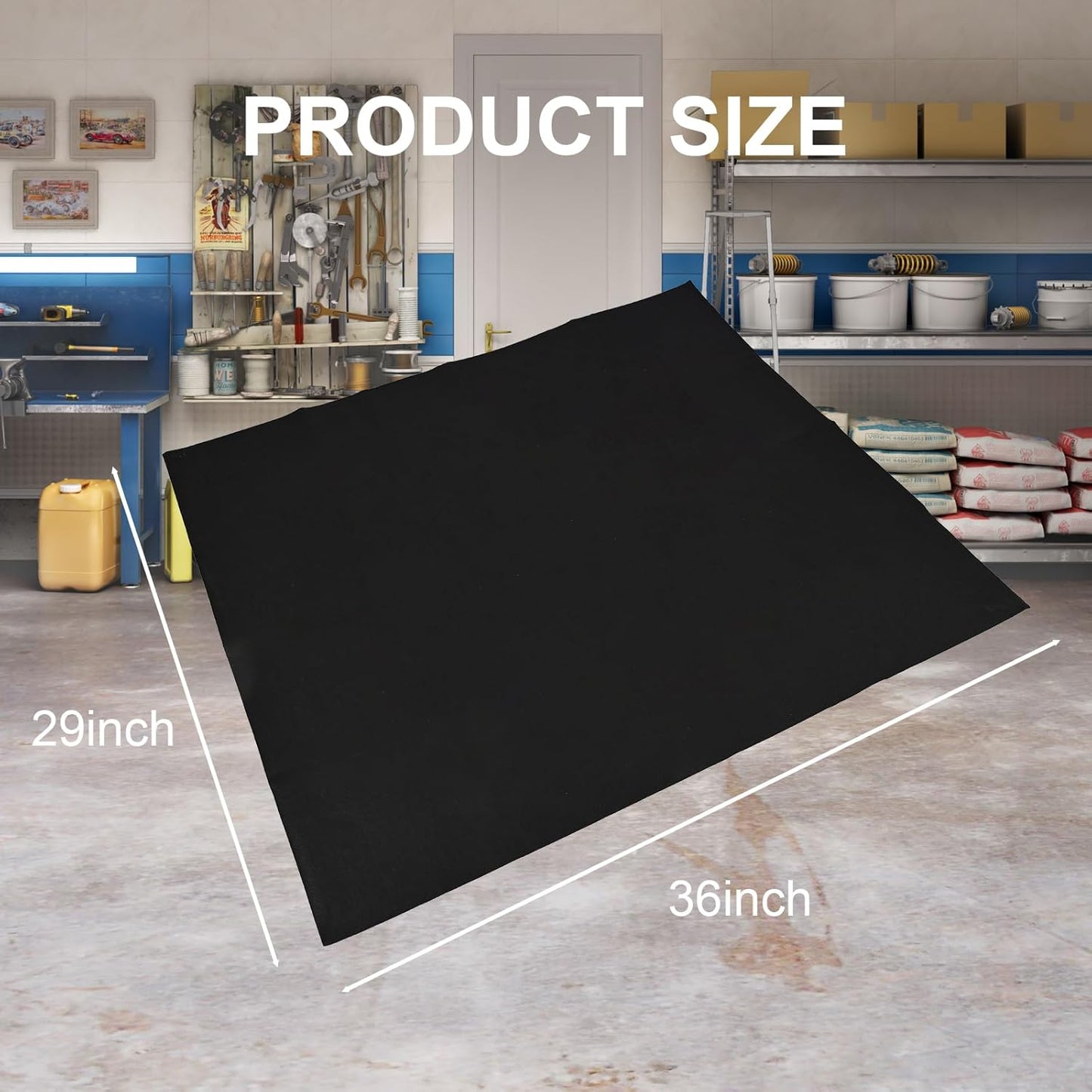 AAIN Oil Spill Mat (29" x 36"), Garage Floor Mat, Absorbent Oil Pad, Premium Maintenance Mat, Waterproof, Protect Garage Surface from Spill & Stain, Reusable, Washable, Durable, Black