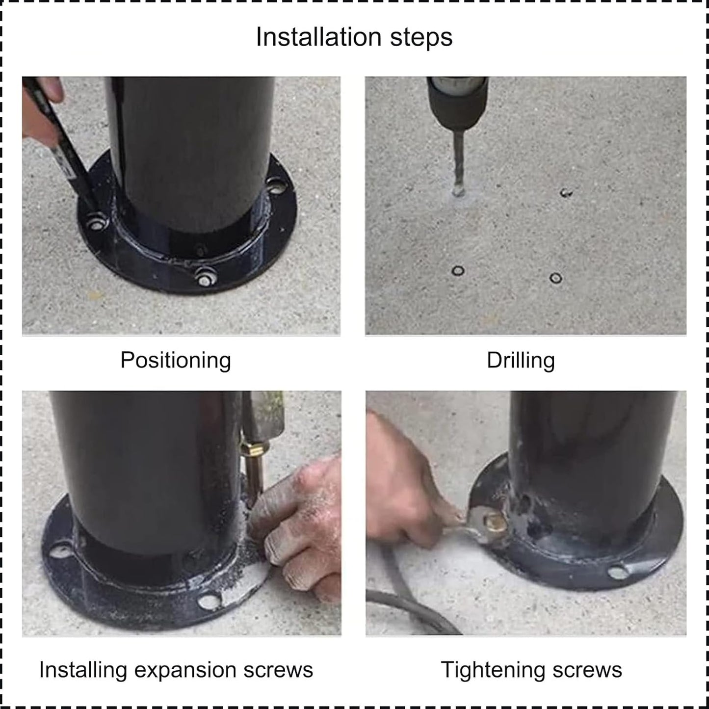Safety Barrier Bollard for Driveways, Parking Bollard for Warehouse, Traffic Barricade Cones, Parking Stopper for Garage, for Construction Sites etc(Black (4PCS))