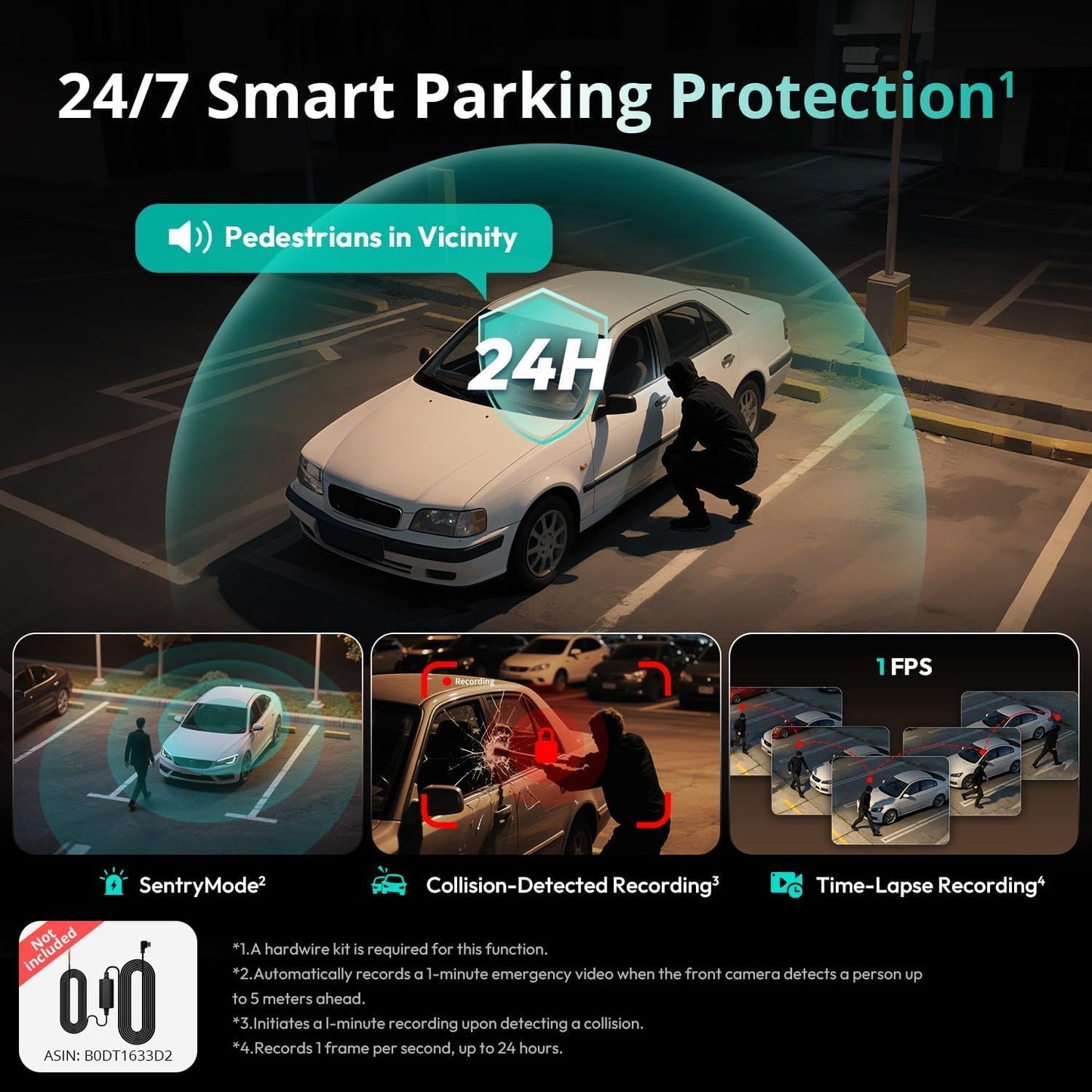 4K 3 Channel Dash Cam Front and Rear/Inside, 360°Dash Camera with 3.18" Touch Screen, Night Vision Dashcam, Built-in GPS, 5.8G WiFi, Voice Control, 24/7 Parking Mode Car Camera, Free 128GB Card