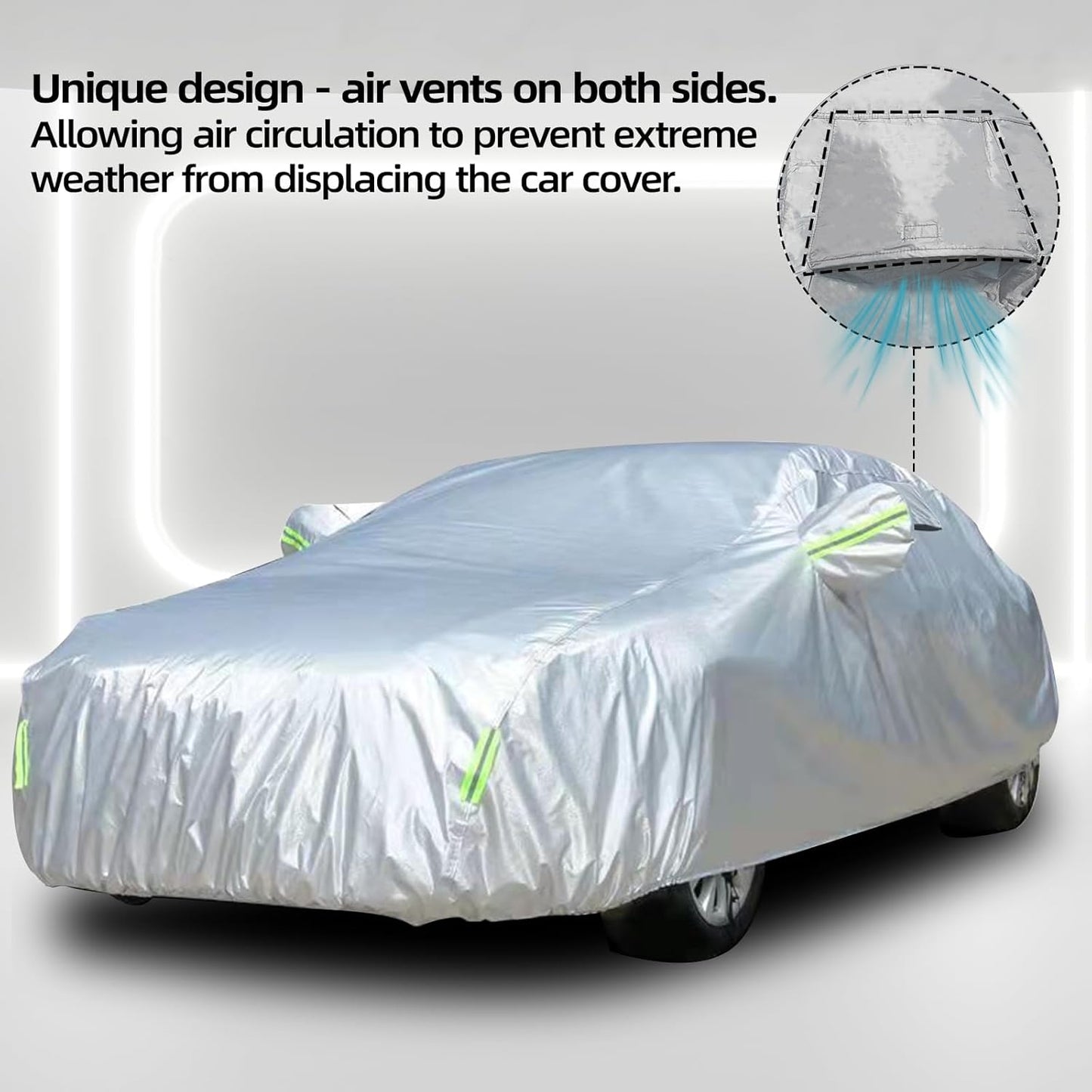 Car Cover Waterproof All Weather for Automobiles, Universal Heavy Duty Outdoor Sedan Car Covers Tarp for Sun Rain UV Protection Full Exterior Covers Aluminum Film 186 to 193 Inch