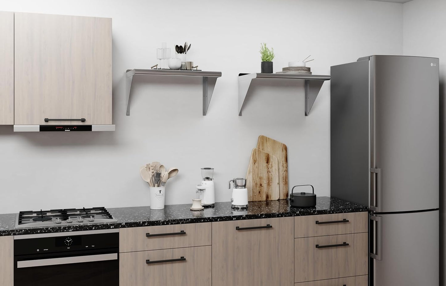 AmGood 24" Long X 14" Deep Stainless Steel Wall Shelf | NSF Certified | Appliance & Equipment Metal Shelving | Kitchen, Restaurant, Garage, Laundry, Utility Room