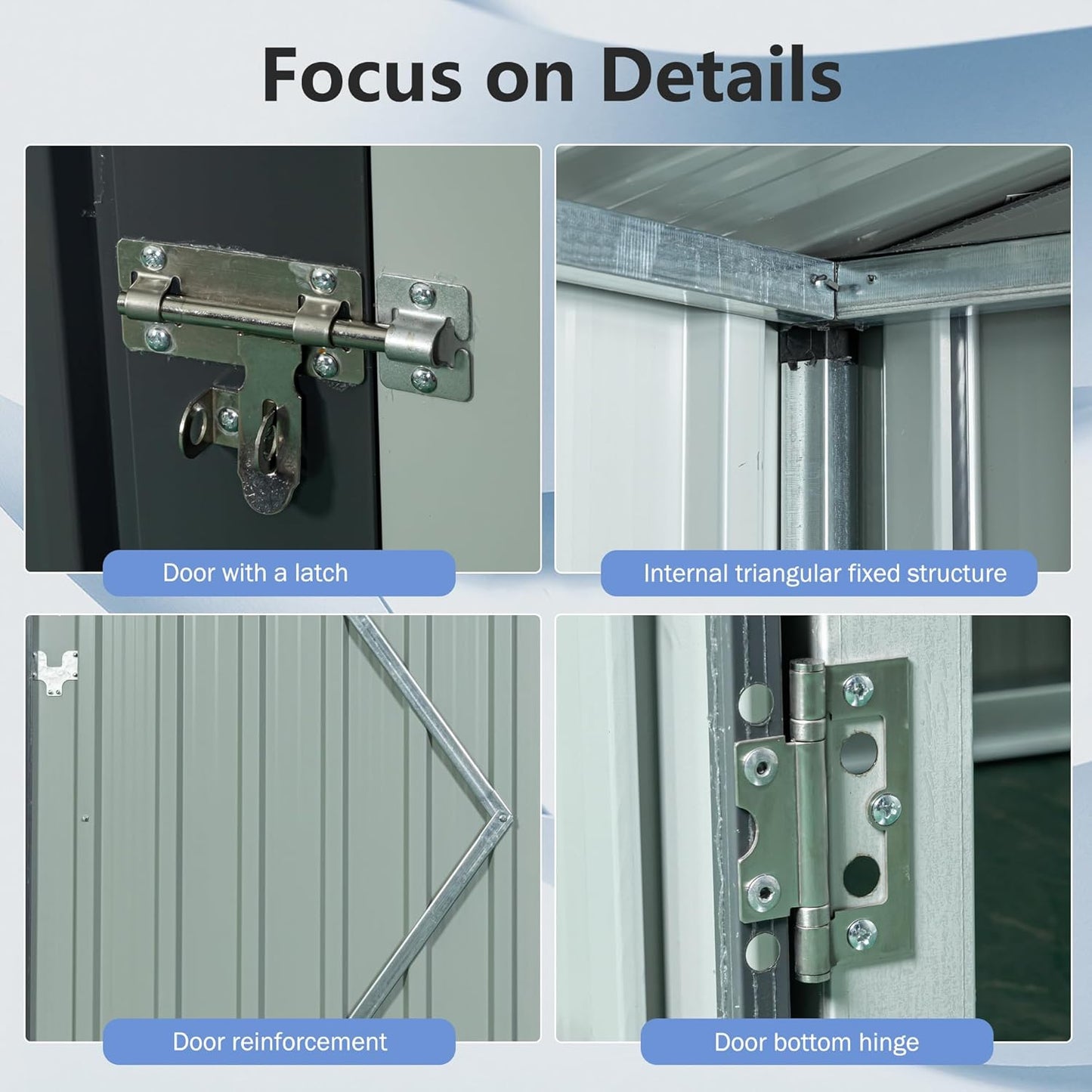 Metal 5x3 FT Garden Storage Shed, Outdoor Small Shed with Sloped Water-Resistant Roof and Lockable Door for Backyard, Patio,Garage and Bike Storage Grey