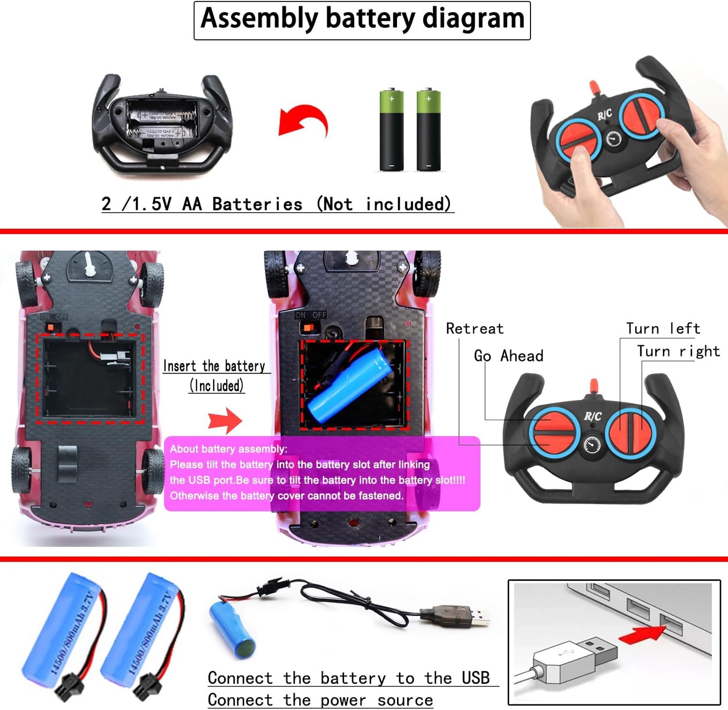 Remote Control Car for Girl, 2.4GHz 4WD Electric RC Cars Toy Racing with Led Lights Rechargeable High-Speed Hobby Toy Vehicle, RC Car Gifts for Age 3 4 5 6 7 8 9 Year Old Kids (Purple)