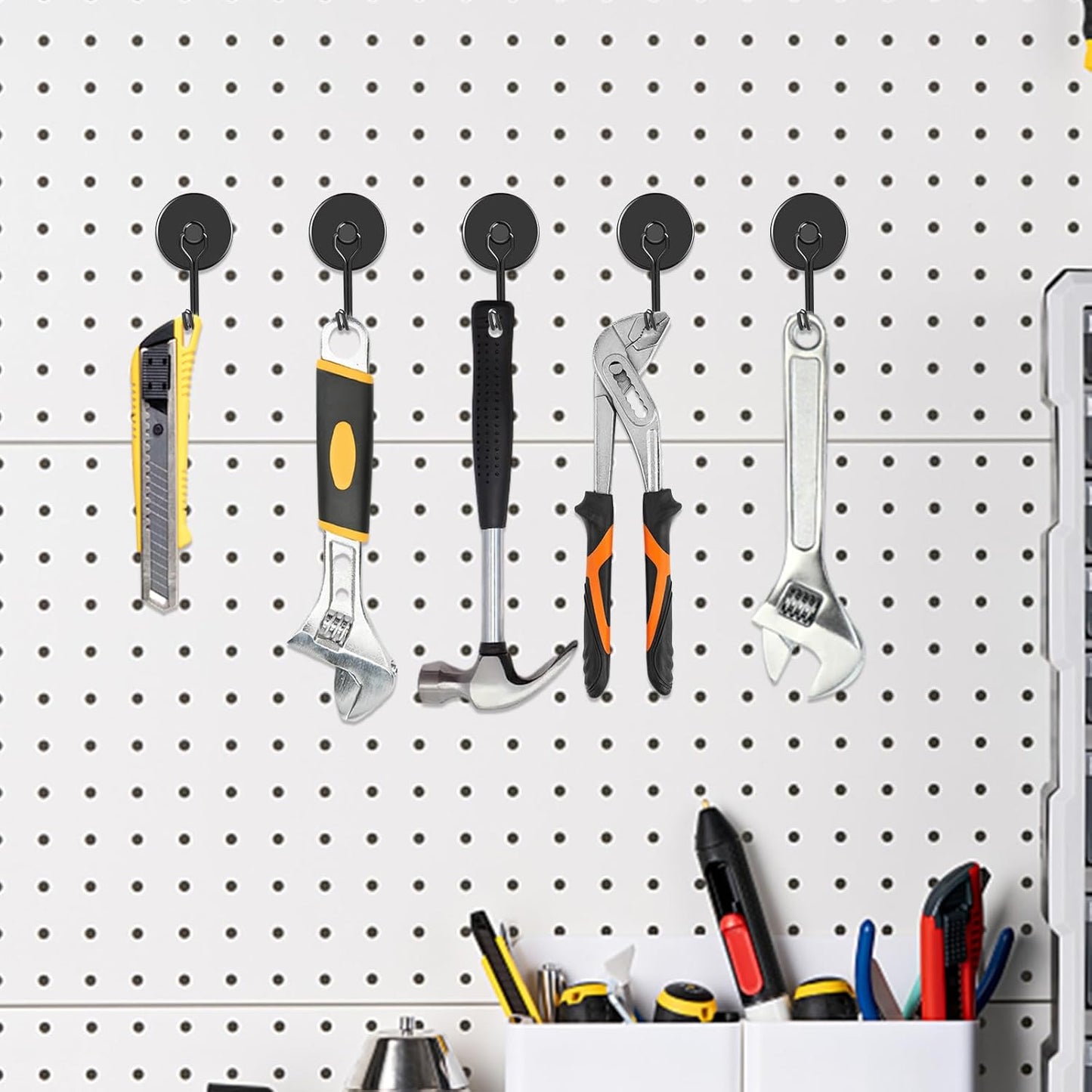 MIKEDE Black Strong Magnetic Hooks, 70LB+ Swivel Swing Magnetic Hooks Heavy Duty, Cruise Hooks Neodymium Magnets with Hooks for Hanging, Home, Metal Door, Office and Garage - Pack of 4