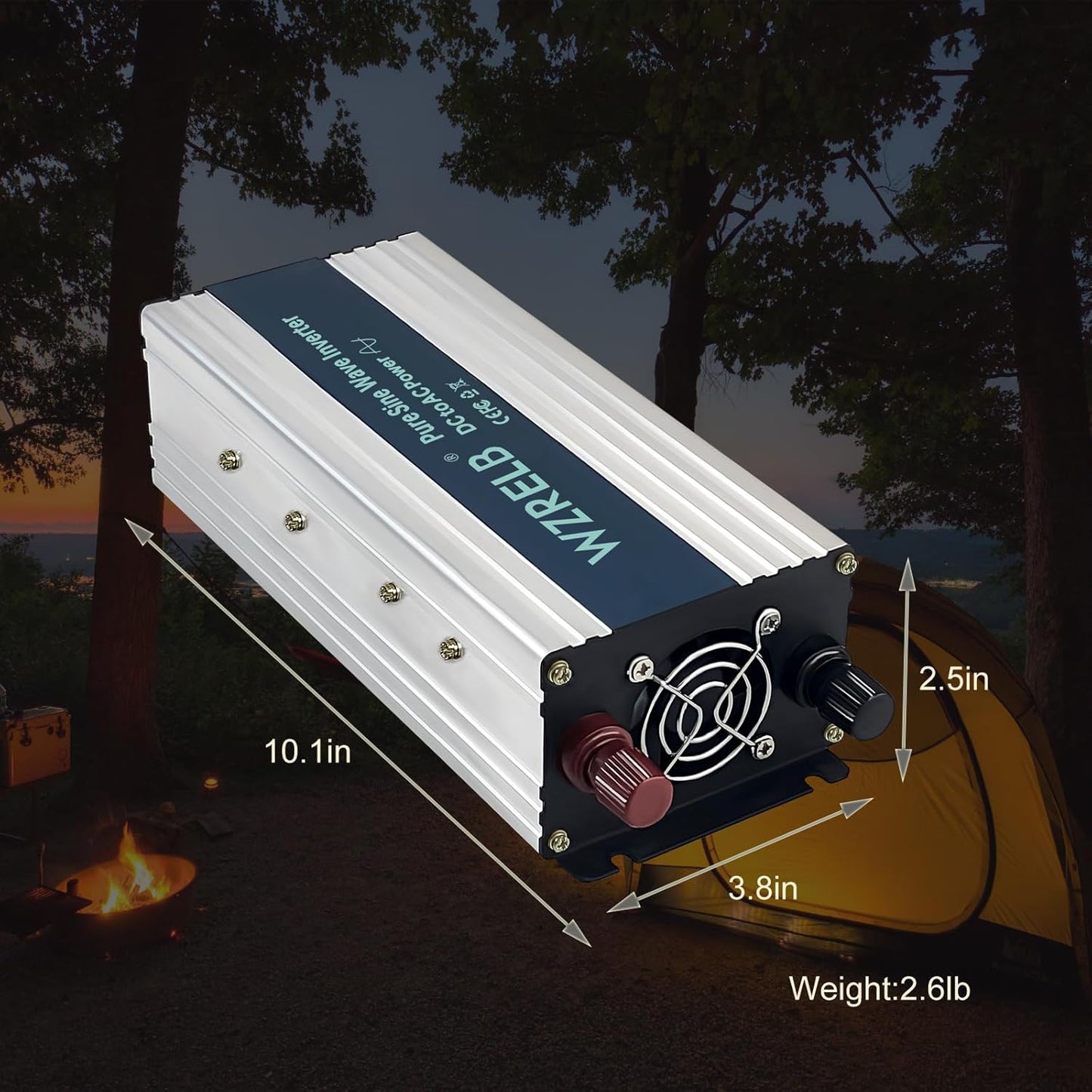 WZRELB 800W Pure Sine Wave Inverter 48V DC to 110V 120V AC,Car Power Inverter with Dual AC Outlets, LED Display,Off-Grid Portable Power Converter for Home, RV, Truck, Camping
