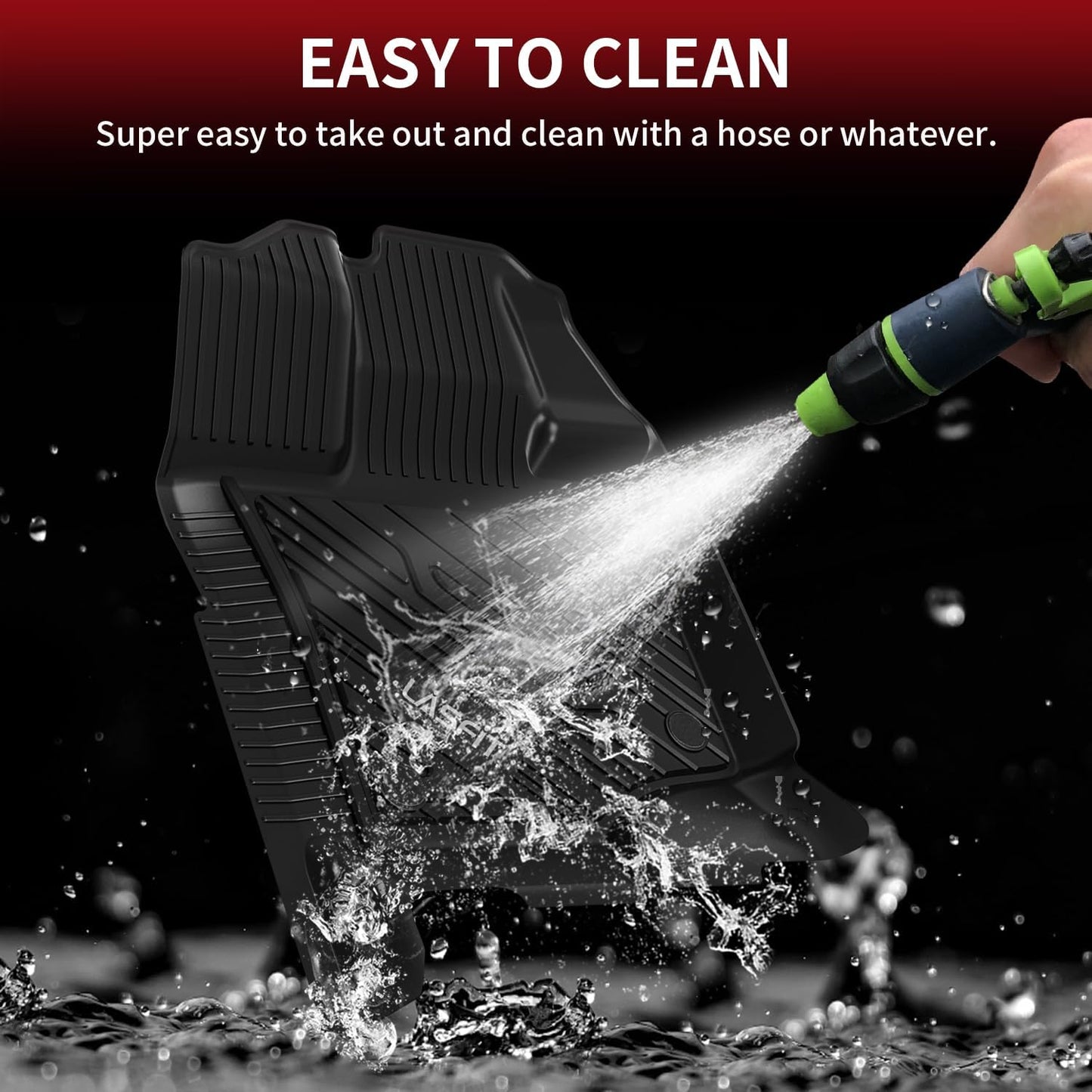 LASFIT Floor Mats for Ford F-150 2015-2025 | F150 Lightning 2022-2025 SuperCrew (Rear w/Fold Flat Storage) Carpet Floor All Weather Car Liners TPE Truck Mats - 1st and 2nd Row, 3pcs Black