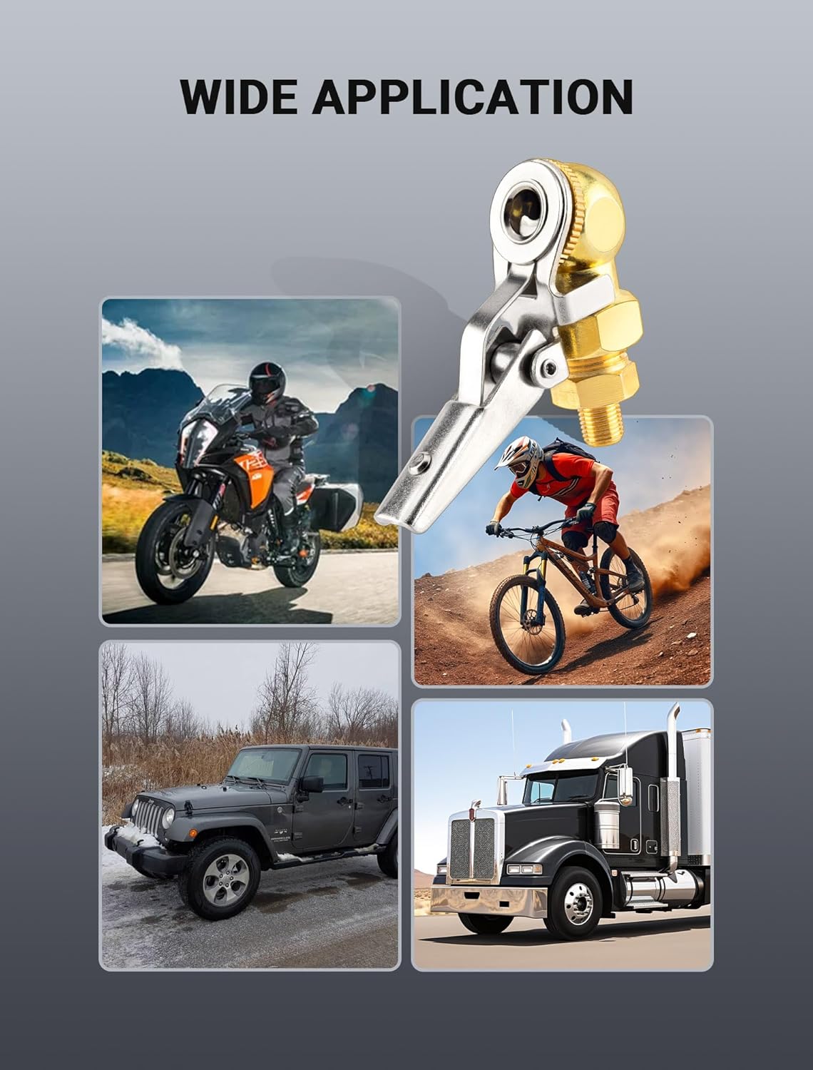 2-Pack 1/4'' Female NPT Air Chuck with Clip, Locking Closed Ball Tire Chuck with Inflator Adapter 1/4 NPT (m) to Schrader Valve (m), 2-Way Connection Tire Nozzle for Tire Inflator Air Compressor Hose