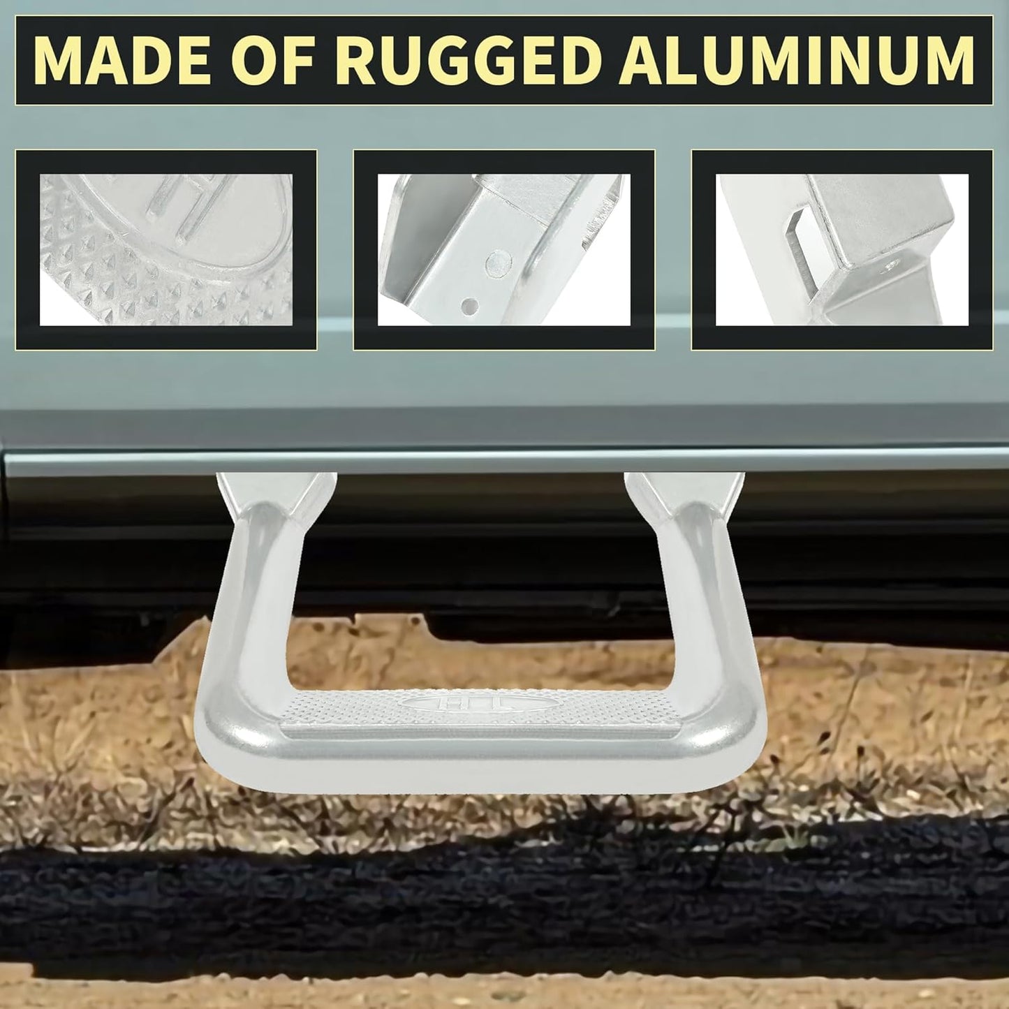 KUAFU Pair Aluminum Universal Side Step Compatible with Chevy Chevrolet GMC Ford Dodge Toyota Nissan Jeep Isuzu Mitsubishi Mazda Pickups & Trucks 2PCs Polishing Silvery