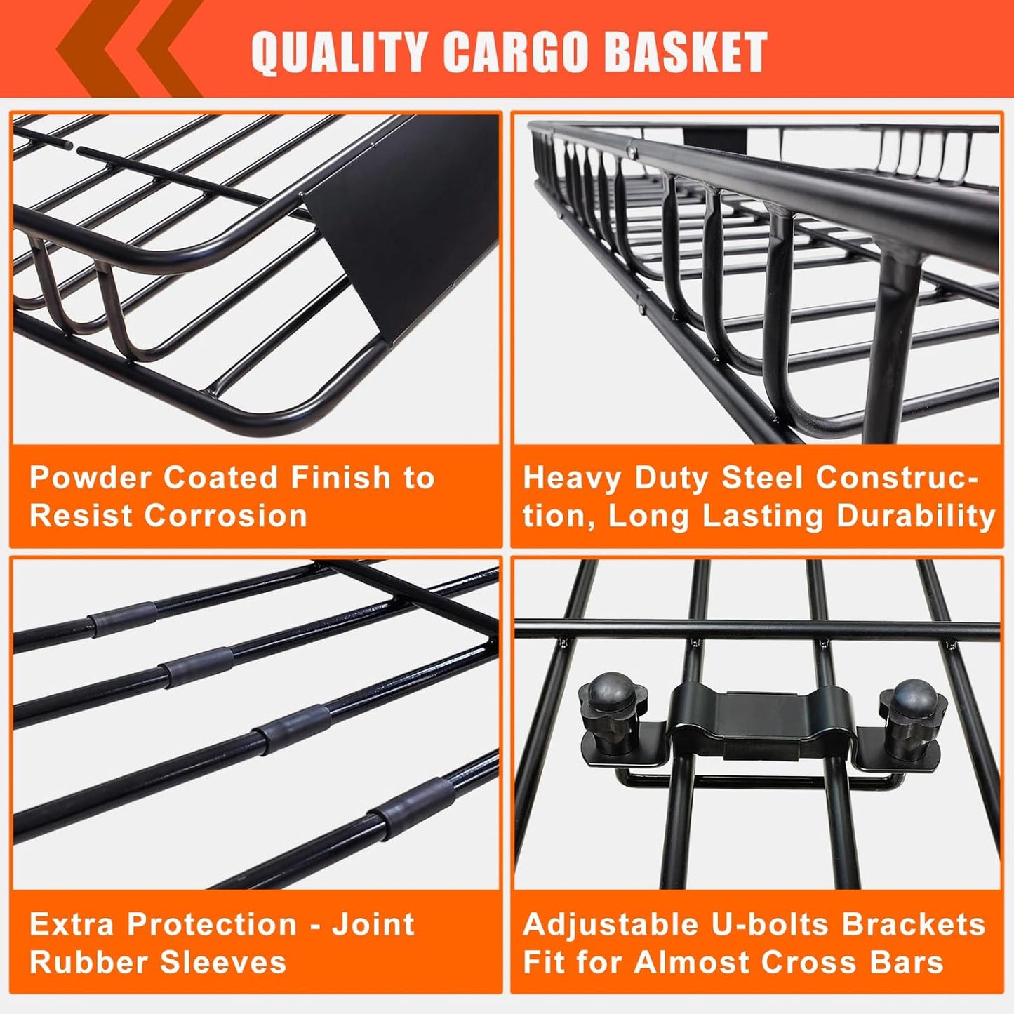 MeeFar Roof Rack Carrier Basket Universal Rooftop 65" X 39" X 6" Large Size Roof Rack + Waterproof Bag 20 Cubic Feet (51" 40" 17"), and Cargo Net with Attachment Hooks, Ratchet Straps