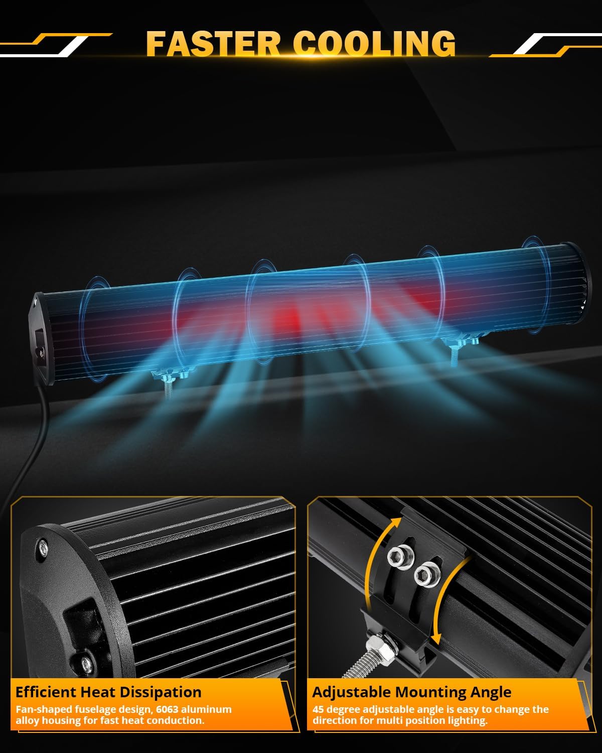 Auxbeam 20 Inch 420W LED Light Bar, 6 Modes Strobe Amber Pod Lights Yellow Fog Light Dual Color Spot Flood Offroad Driving Lights, Memory Function LED Work Lights for Truck Car ATV