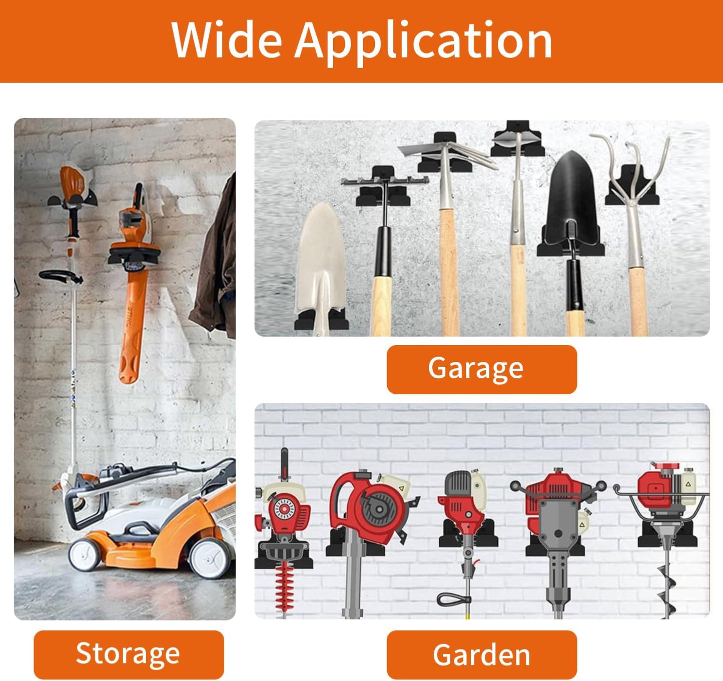 2 Pack Weed Eater Hanger,Weedeater Rack Garage Organizer Trimmer Rack, Garden Power Tool Hanger Weed Whackers Holder Wall Mounted for Grass Trimmer, Hedge Trimmer, Garage Trimmer, Garden Tools