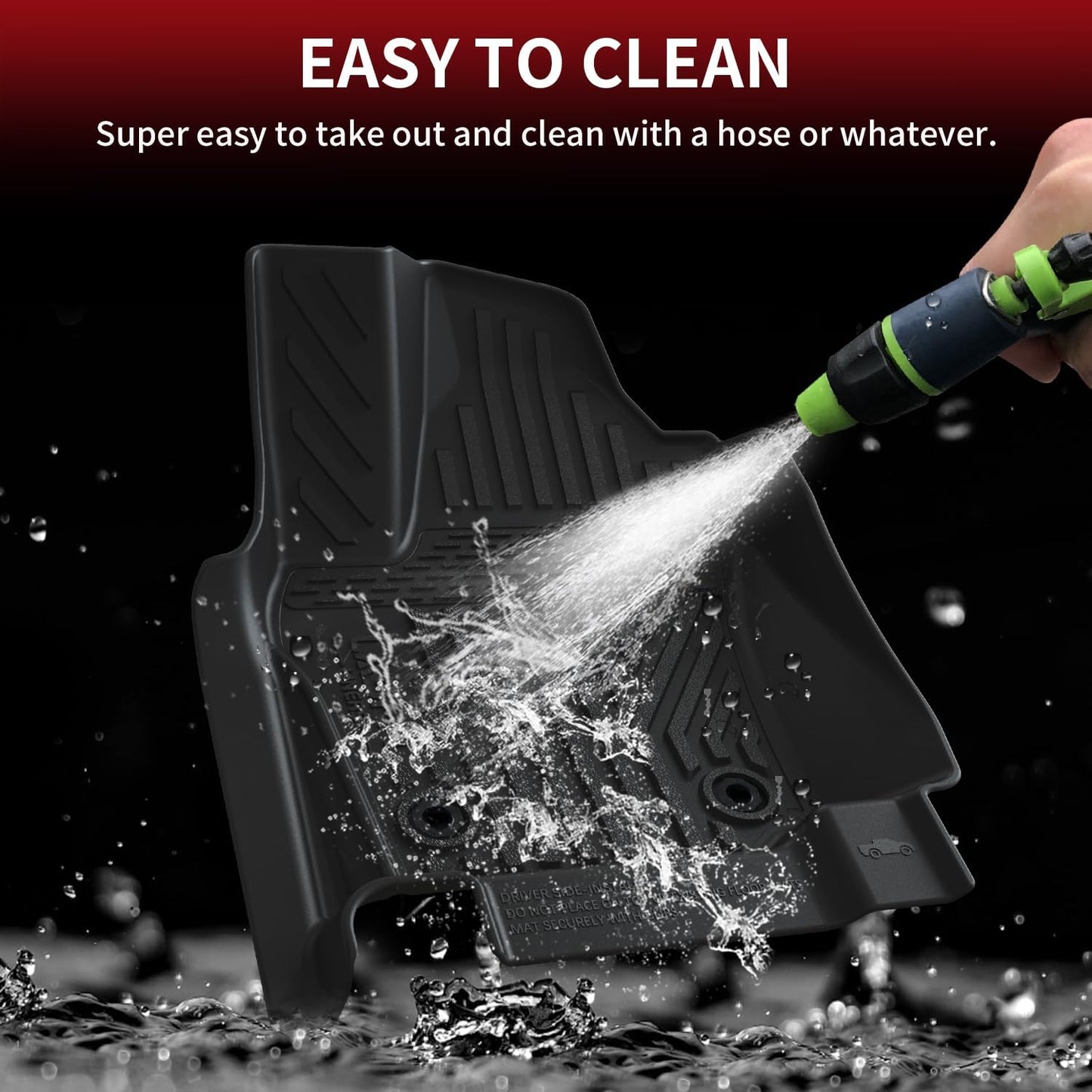 LASFIT Floor Mats for Toyota Tacoma 2024 2025 Double Cab (Only Fit Hybrid) All Weather Floor Liner for Tacoma TPE Custom Fit Car Mats Front&Rear 2 Row Mats,Black (Automatic Transmission)