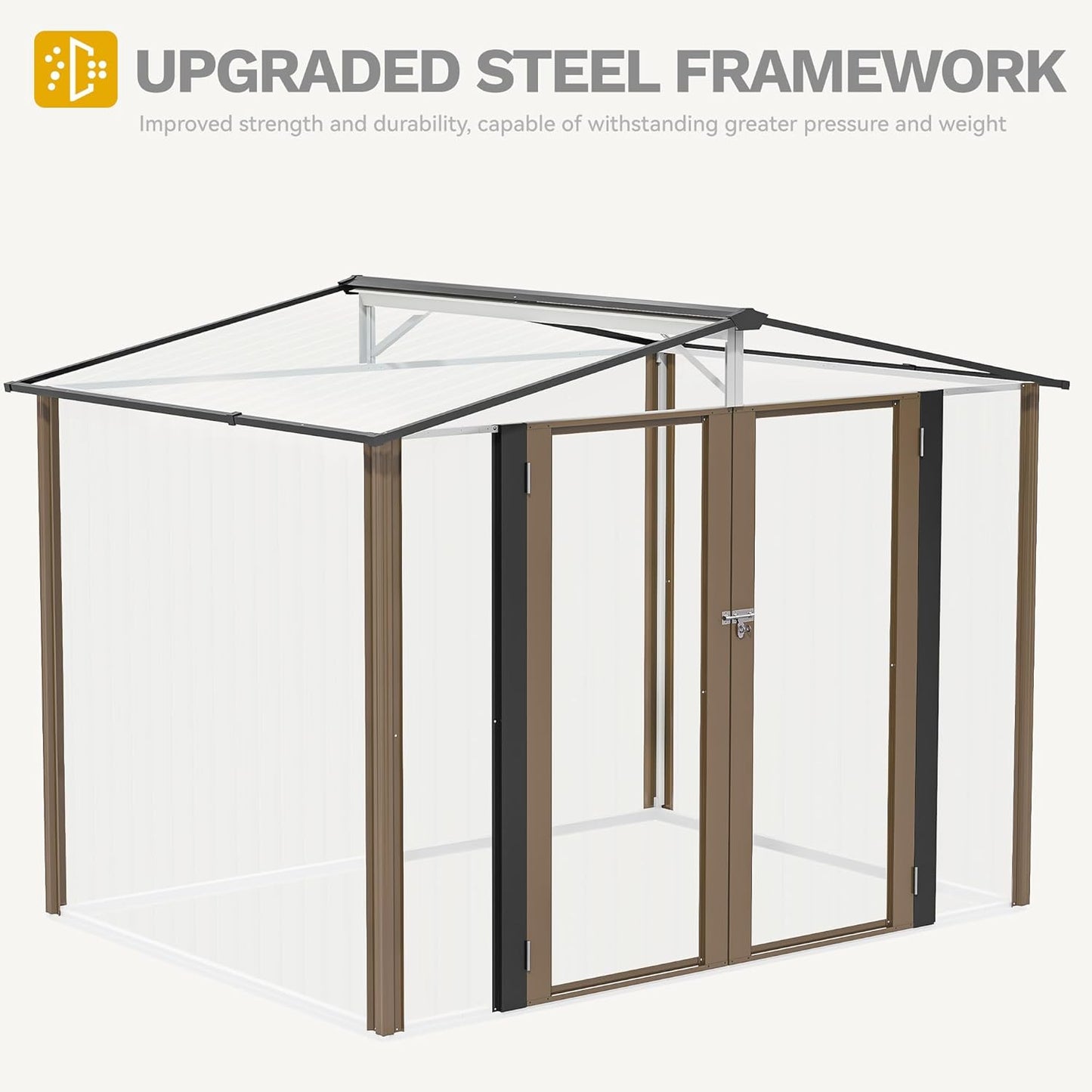 DWVO 8'x6' Large Metal Outdoor Storage Shed, Heavy Duty Tool Storage Sheds for Backyard Patio Lawn - Ideal for Bicycles, Garden Tools, and Lawn Equipment, Easy-to-Assemble, Brown