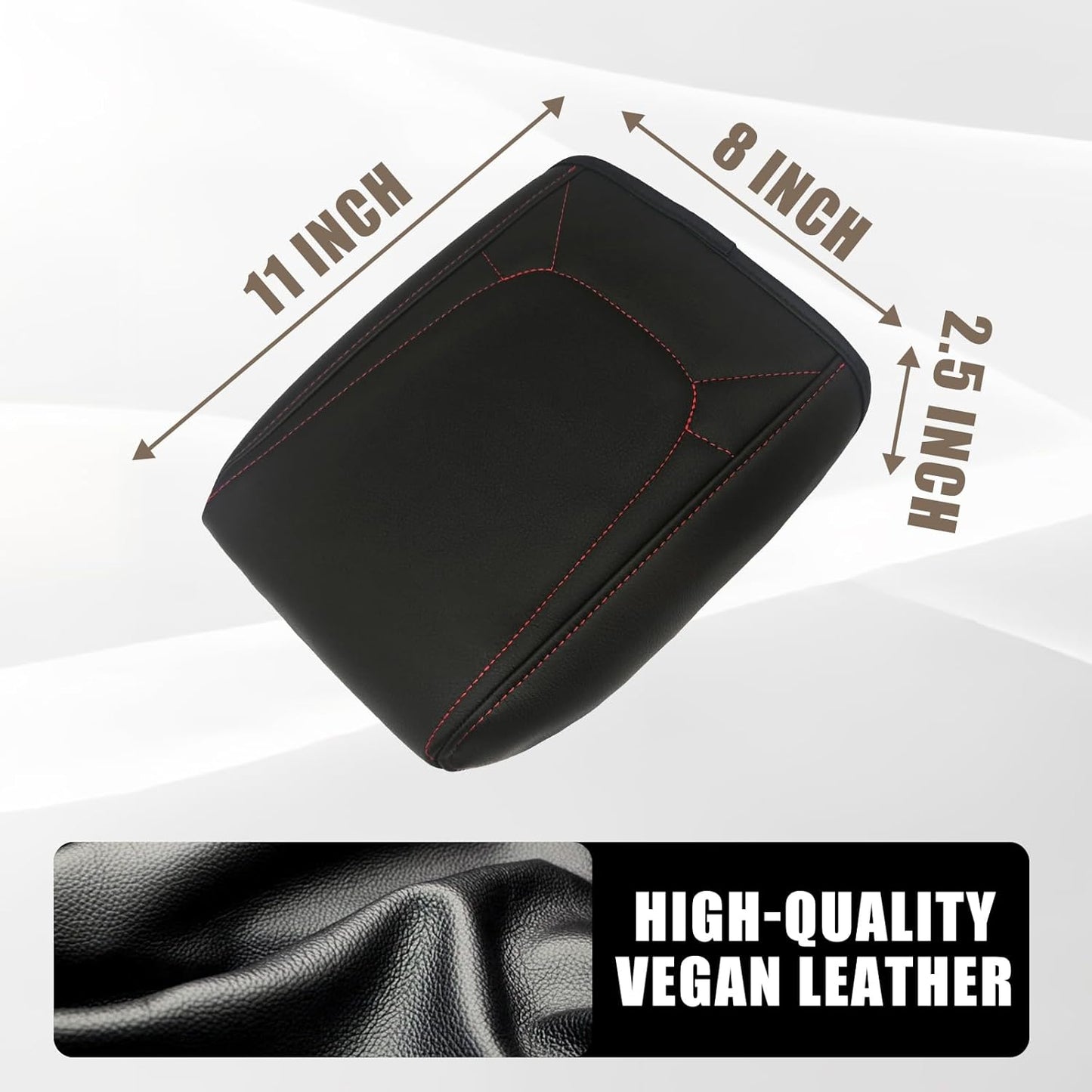 Muslogy Center Console Armrest Cover Compatible with Chevy Colorado/GMC Canyon 2023 2024 2025 ZR2 Z71 Trail Boss LT WT Elevation AT4 Denali AT4X Accessories Regular Thick(Red Stitching)