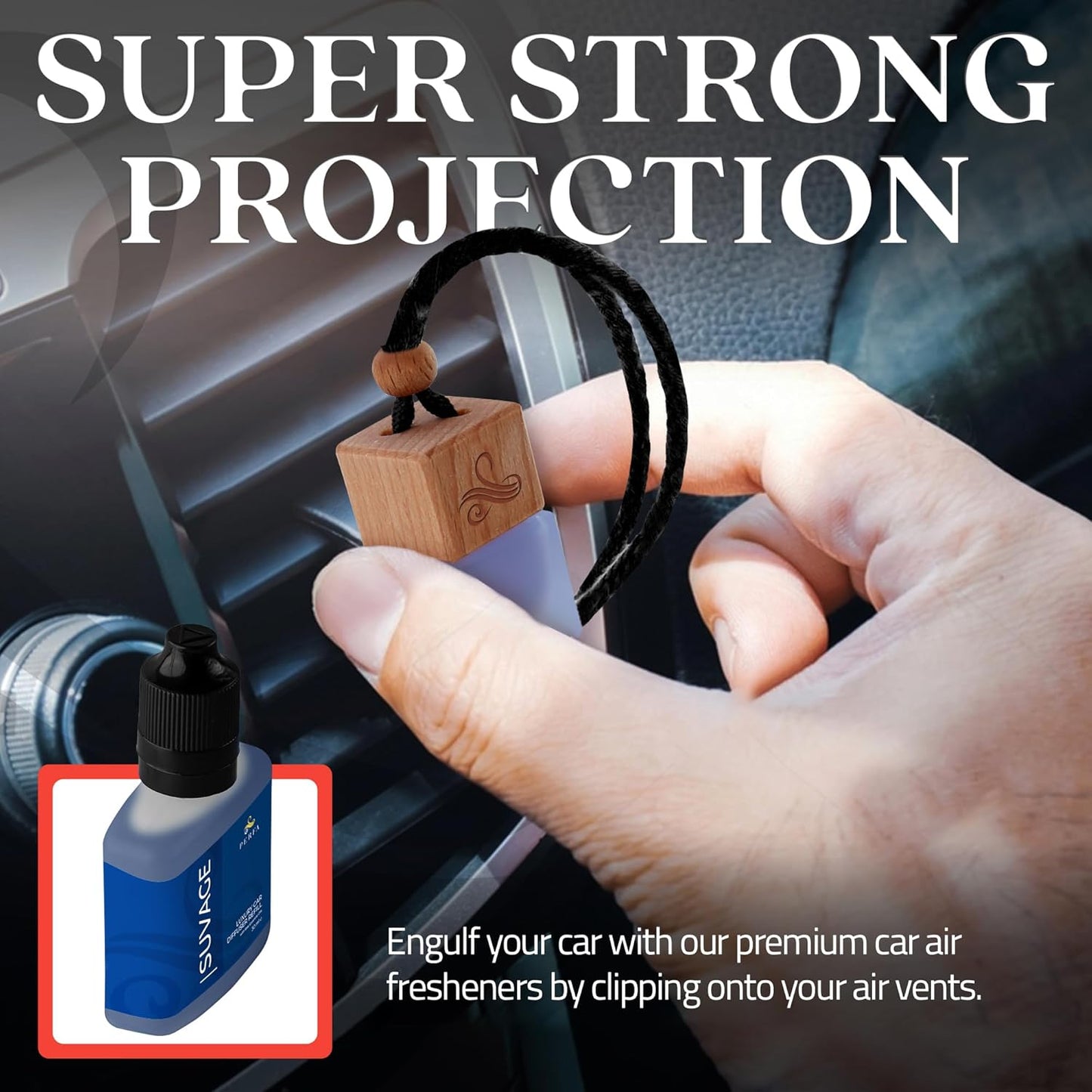 Suvage Gift Set with Refill Bottle | Automotive Air Fresheners with Sauvage Fragrance | Strong Car Perfume | Odour Eliminating Car Air Fresheners by Perfa