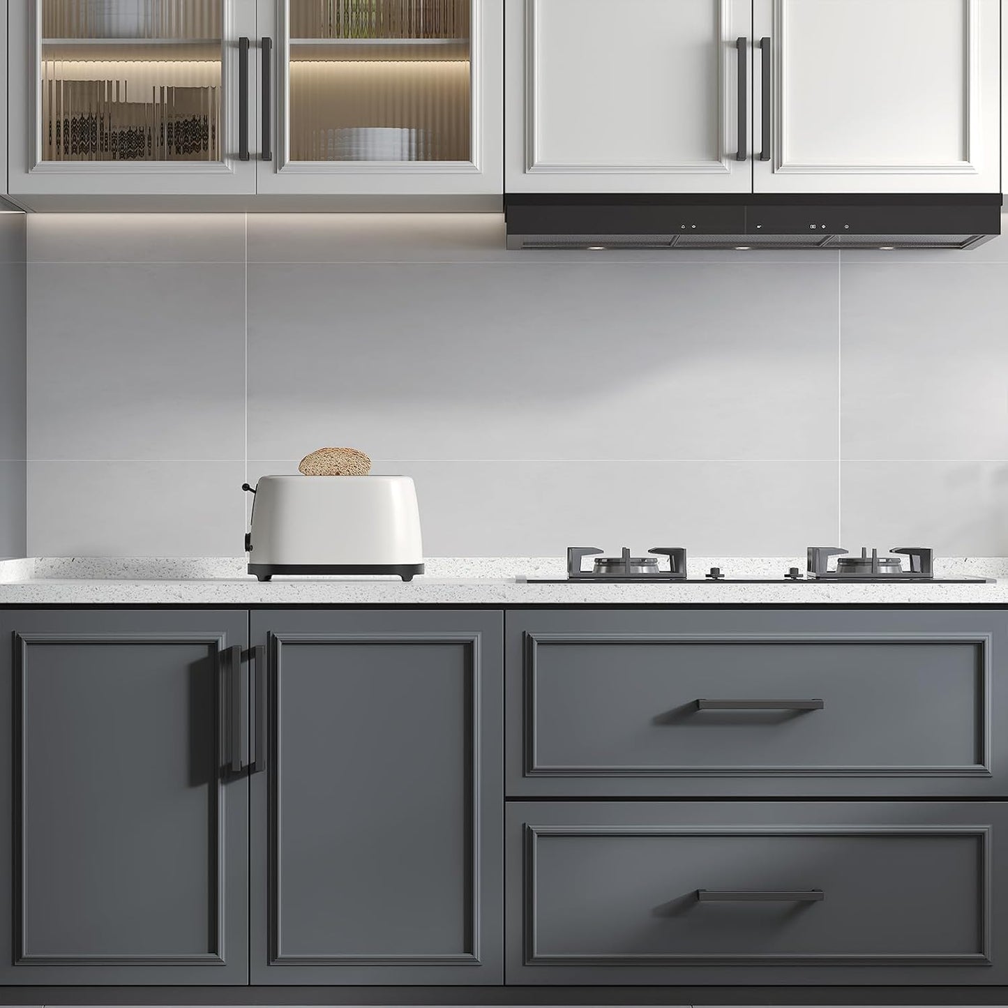 goldenwarm 150 Pack 3 1/2 Inch Black Cabinet Handles Matte Black Drawer Pulls Stainless Steel Cabinet Hardware Square Bar Modern Cabinet Pulls for Kitchen Bathroom Cupboard