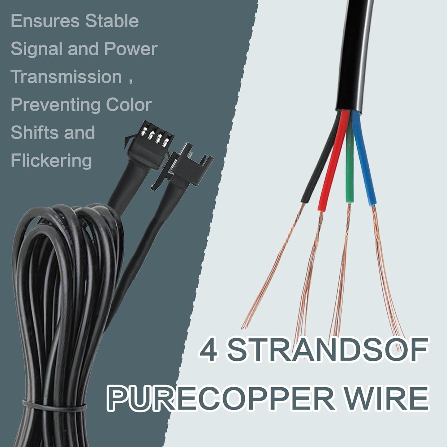 8 Pcs 4 Pin RGB Extension Cable RGB Wire for Motorcycle LED Light Underglow Kit, Compatible with ATV Car Trucks Rock Lights & Neon Strips (60 Inch)