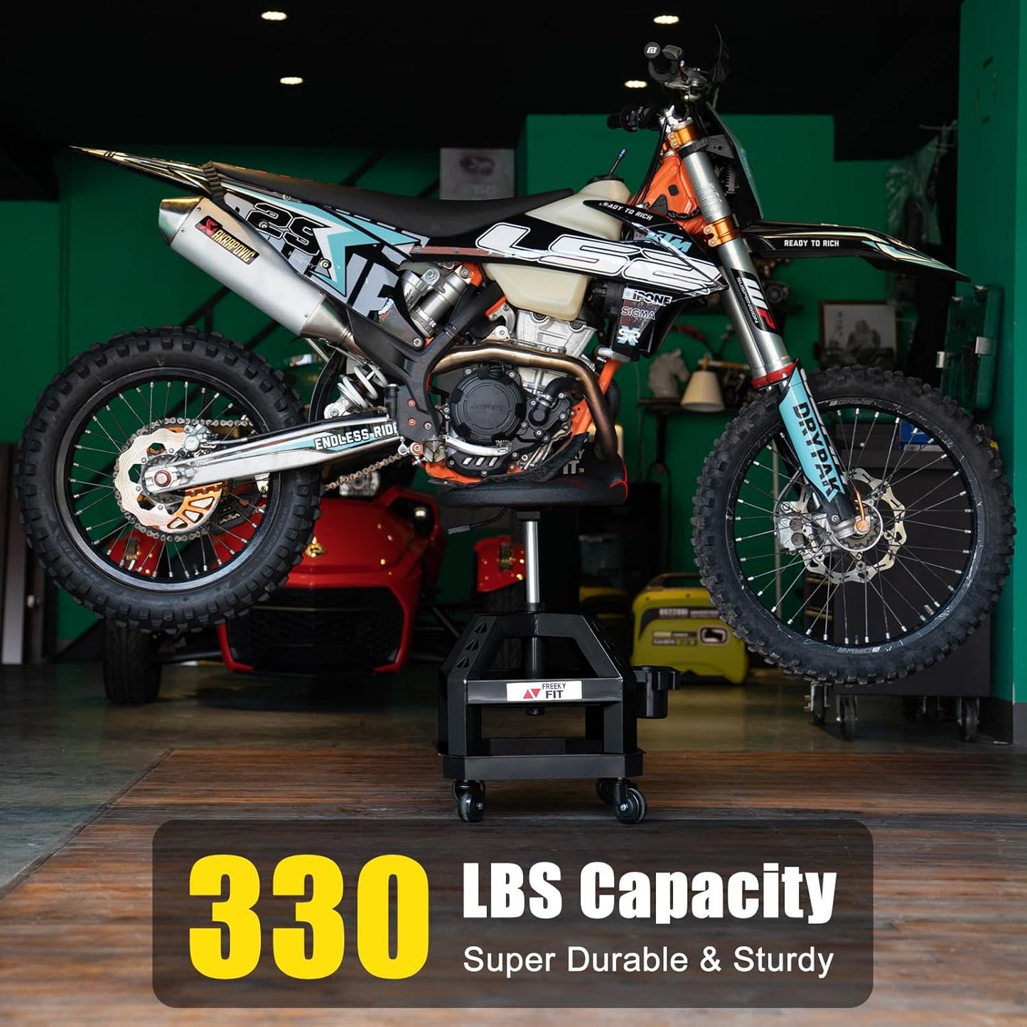 Rolling Shop Stool for Garage with Casters, DO02-Adjustable Height 360° Swivel Shop Seat with Tool Tray Storage, 330 LBS Capacity Padded Mechanic Stool, Magnetic Tool Hold, Heavy Duty, Black