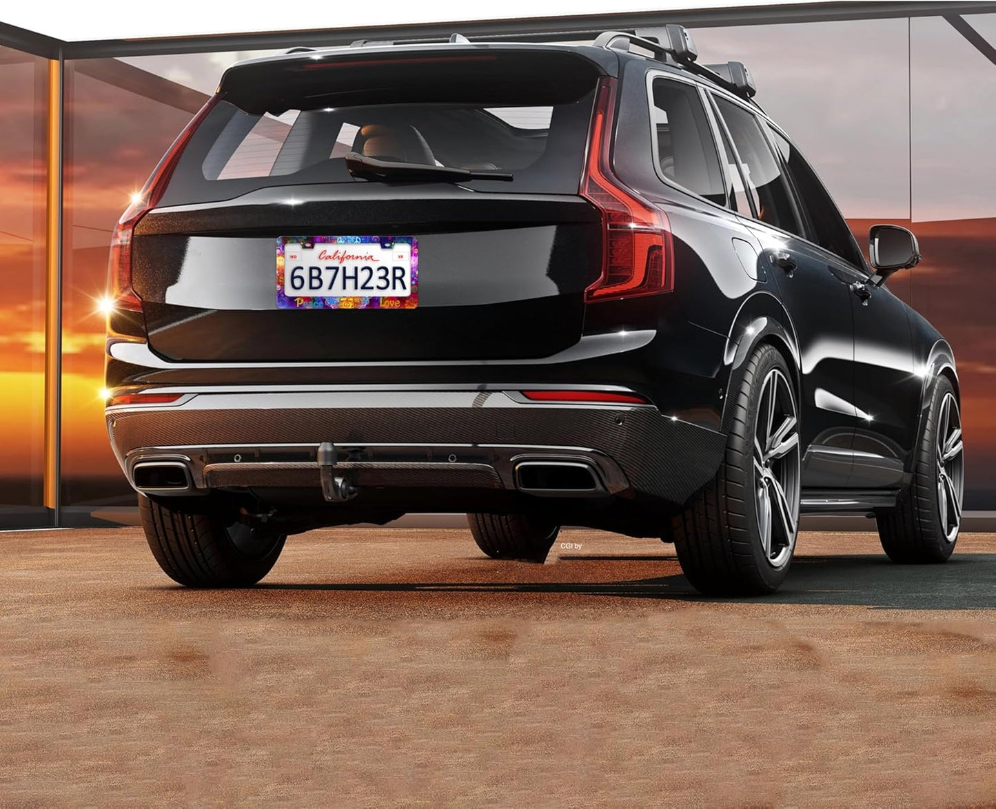 Peace and Love License Plate Frame Peace Symbol License Plate Holders Funny Stainless Steel Auto Accessory Bracket 2 Hole with Screws Universal Us Car License Plate Frames 6x12 Inch for Women Men