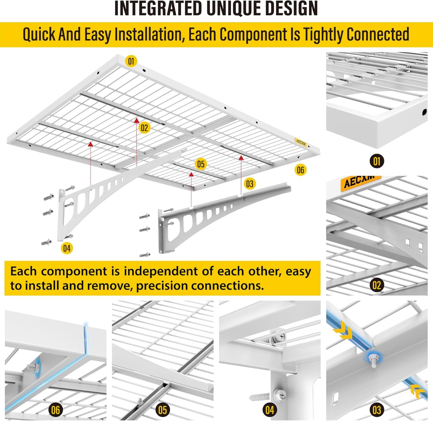 2x3ft 2Pack Wire Shelving Unit Heavy Duty Garage Storage Shelves Wall Mounted White 560lbs Load Capacity(24-inch-by-36-inch)