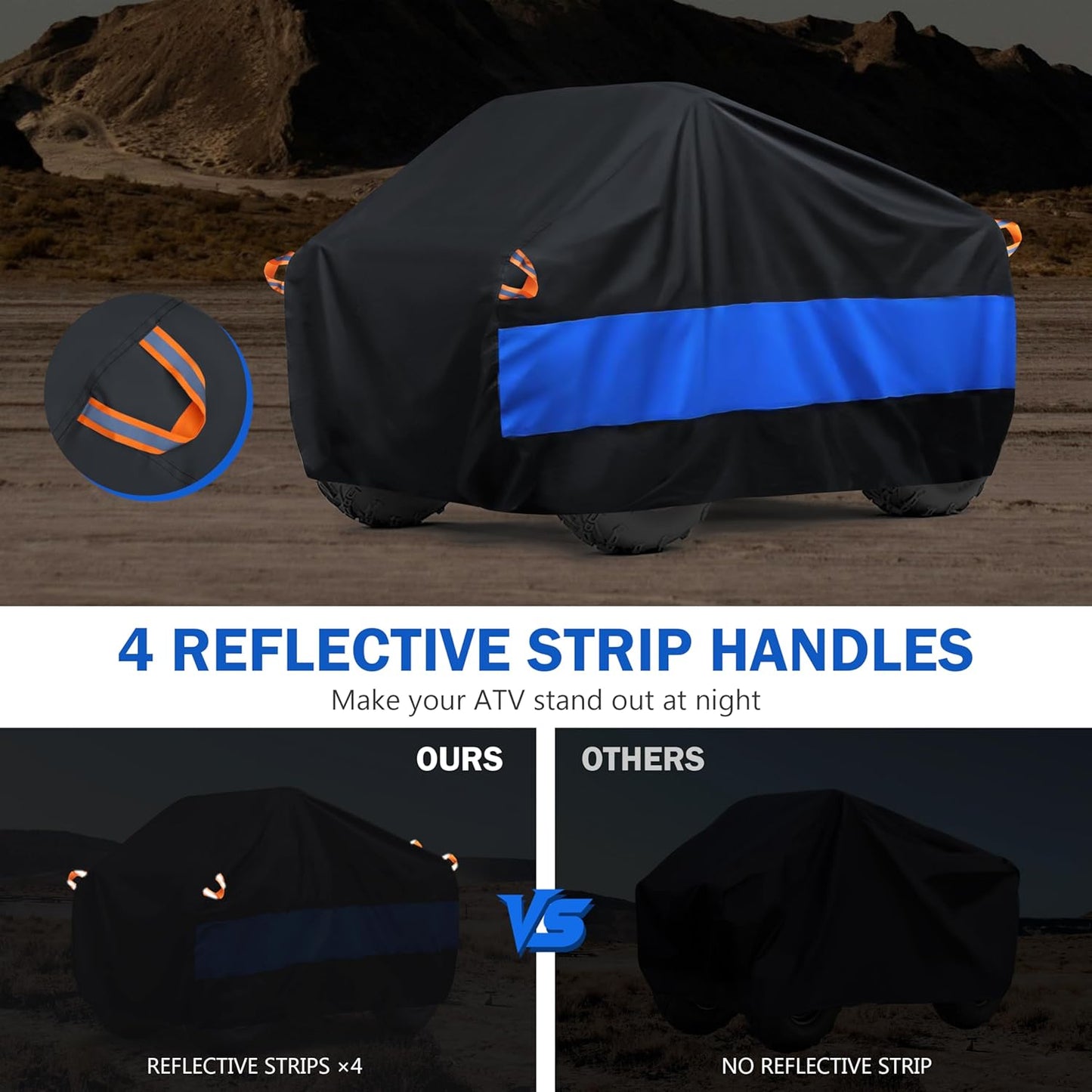 MORNYRAY ATV Cover Waterproof Heavy Duty Universal Quad Cover Outdoor Storage Cover 4 Wheeler UV Protection for Polaris Yamaha Honda Suzuki Kawasaki (Black, A3-86.6''L x 38.6''W x 41.7''H)