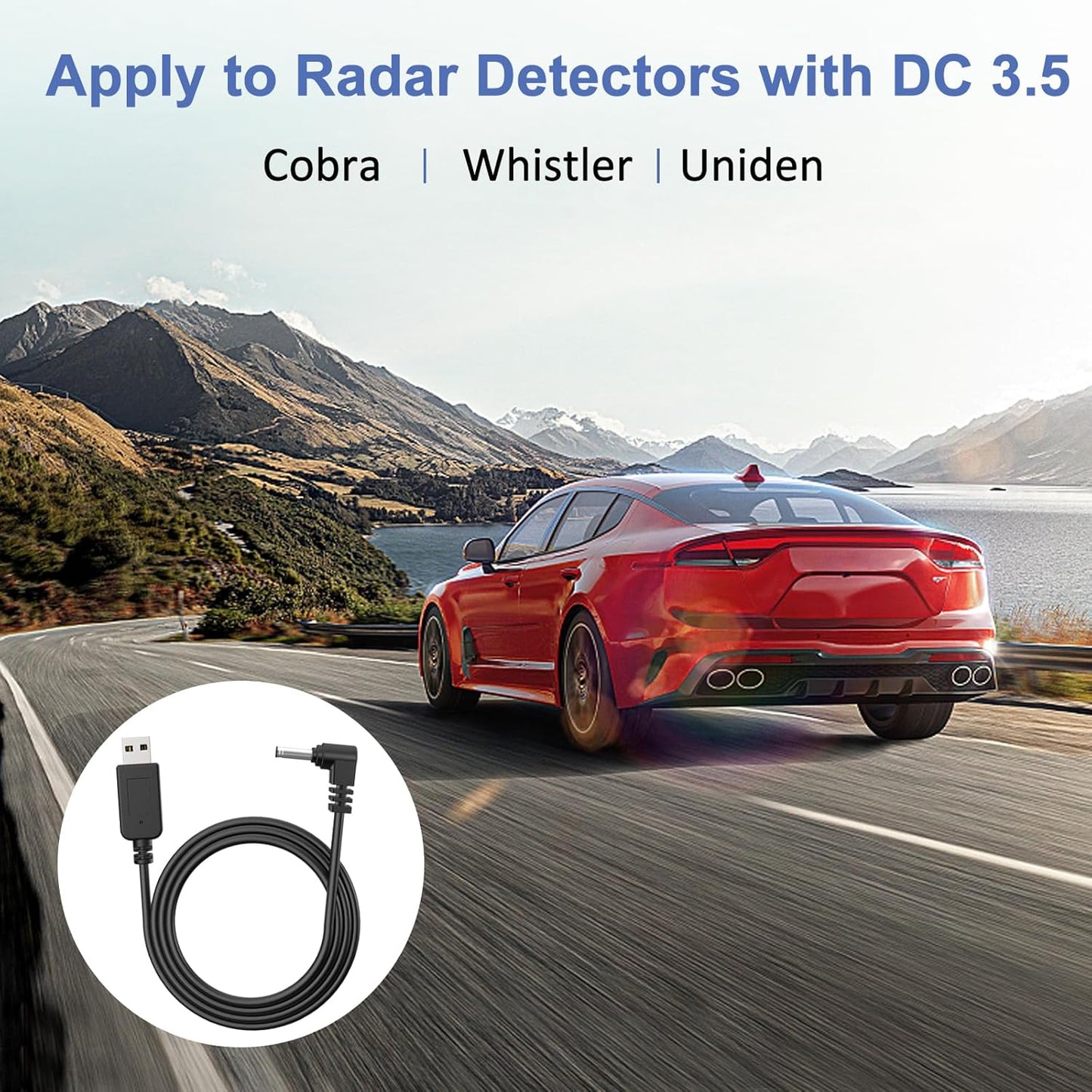 Radar Detector Power Cable, USB to RJ11 DC3.5 Cable,Replacement Radar Detectors Power Cable,for Escort Unide Radenso XP Beltronics Cob'r'a Whistler Radar Detector (DC3.5-9.84FT)