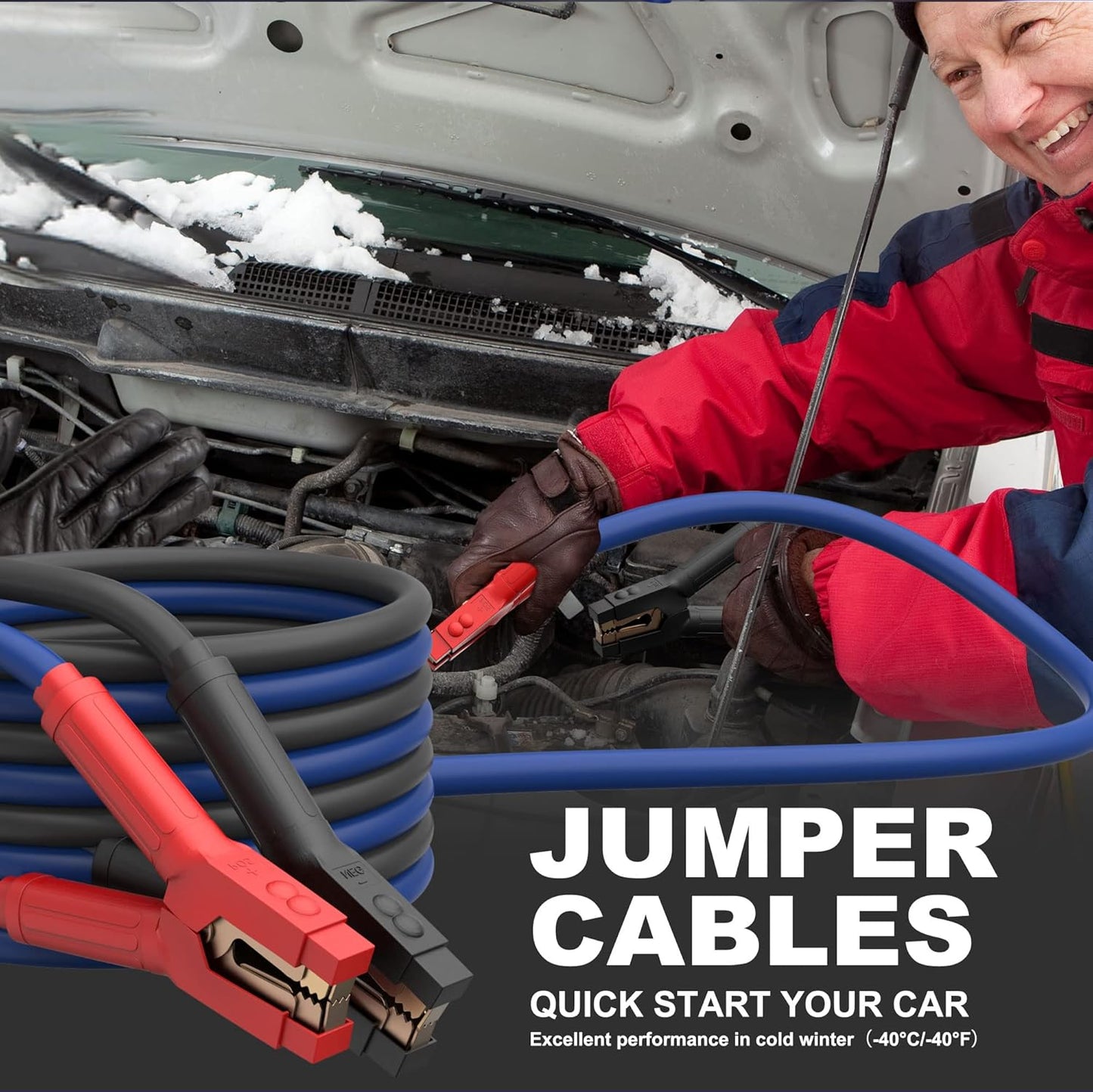 Heavy Duty Jumper Cables, 0 Gauge 25 Feet 1000Amp Booster Cables, UL Listed Cables for 12V & 24V Cars, SUVs and Trucks, Jumper Cables Kit with Carry Bag, Gloves, Brushes (0 Gauge 25 Feet)…