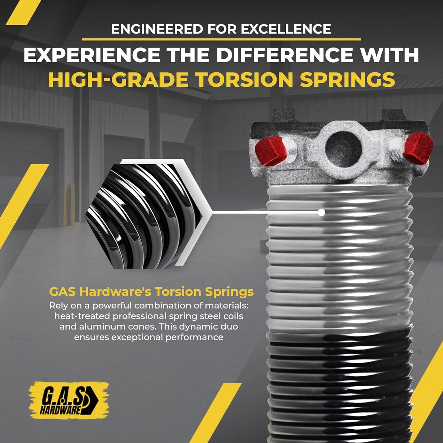 Garage Door Torsion Spring 218x2x28 Torsion Spring for Right Side of Garage Door with 1" Steel Bearing, Gloves, and Winding Bars Precision E-Coating 5-Year Warranty Minimum 30,000 Cycles (Black Cone)