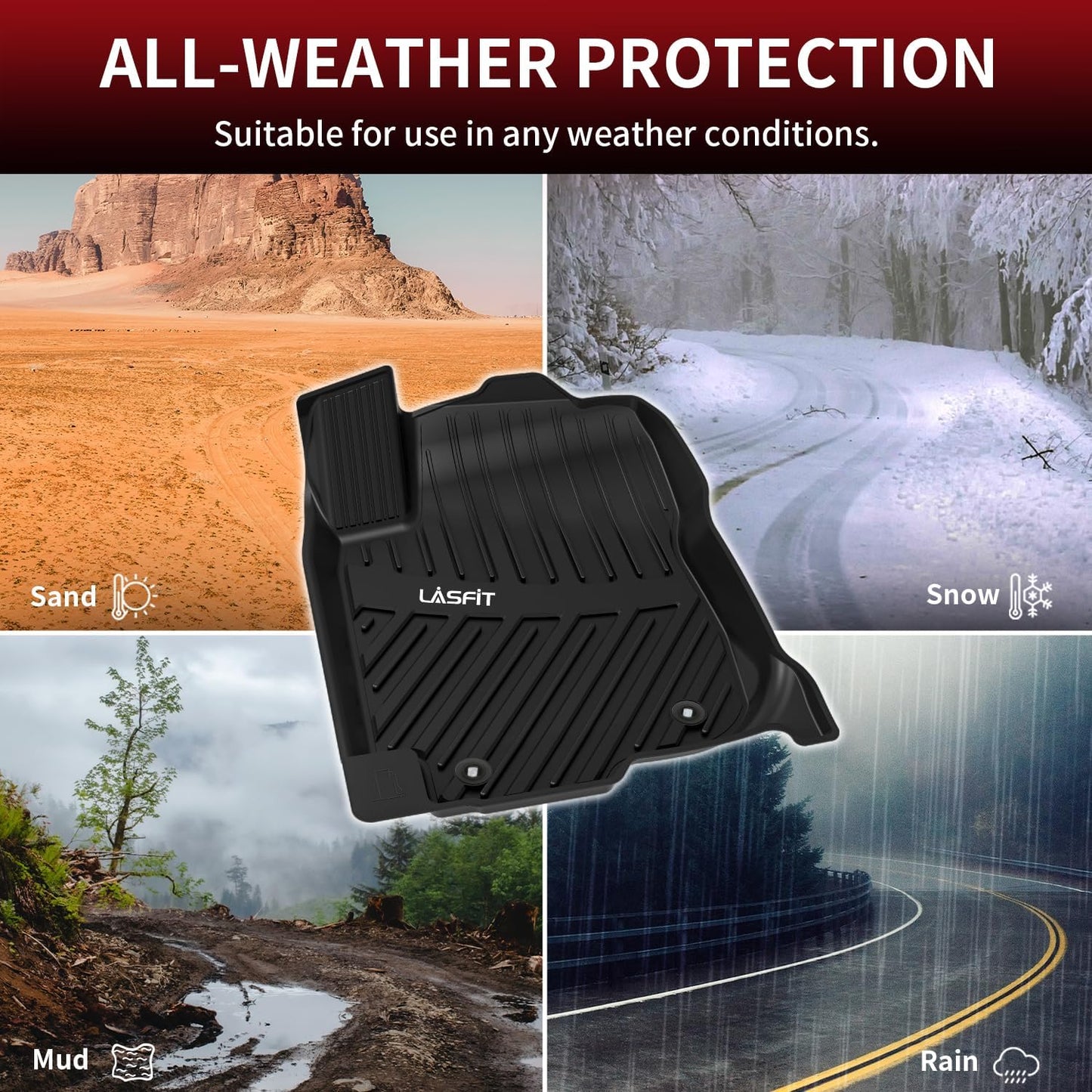 LASFIT Floor Mats for Toyota RAV4 2013-2018 (Not for Hybrid&Prime) All Weather Floor Liner for rav4 LE/XLE/SE/Limited TPE Custom Fit Mats for Toyota RAV 4 Car Mats Front&Rear 2 Row Mats,Black