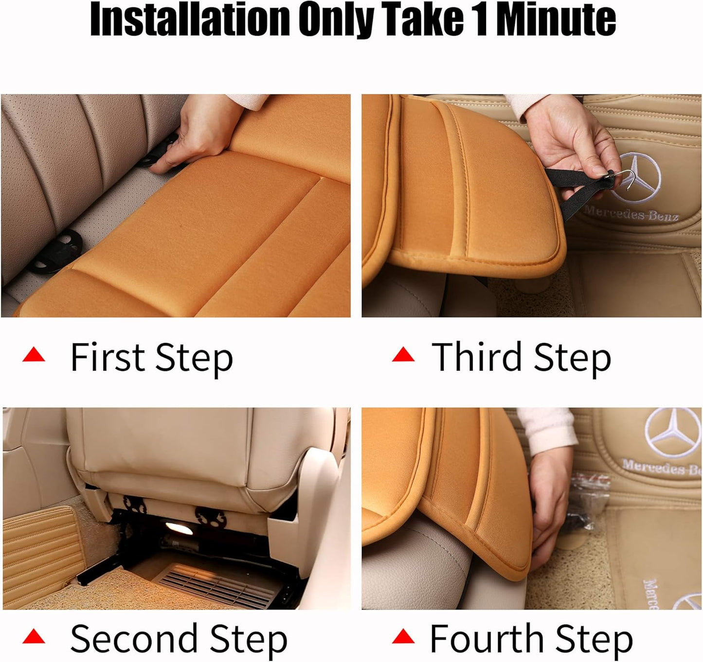 Premium Car Seat Cushion, Driver Cushion with Comfort Memory Foam & Non-Slip Rubber Bottom, Car Seat Pad Works with 95% of Vehicles and Office Chair or Home (Orange)