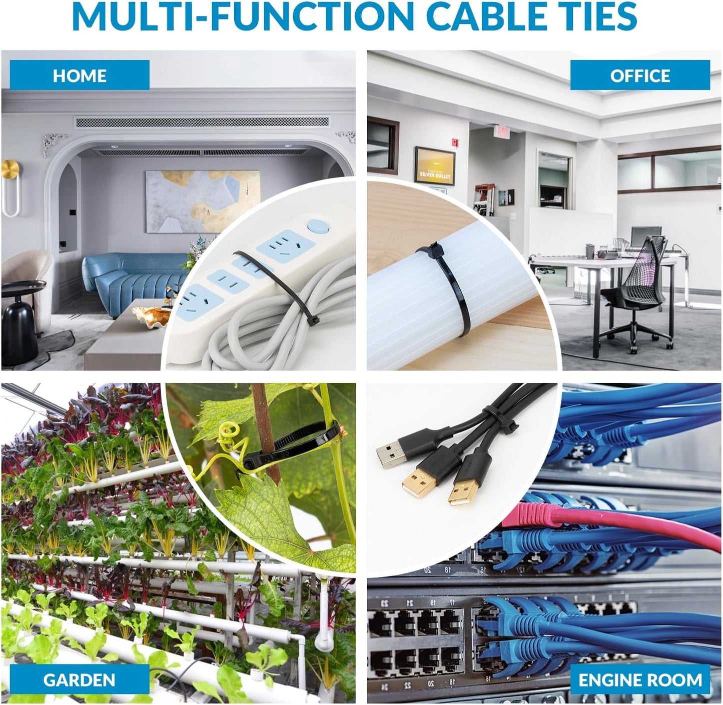 XINGO 12 Inch Black Zip Ties 1200 PCS, 75 LBS Tensile Strength, UV Resistant Cable Ties, Premium Self-locking Plastic Ties for Indoor and Outdoor Use