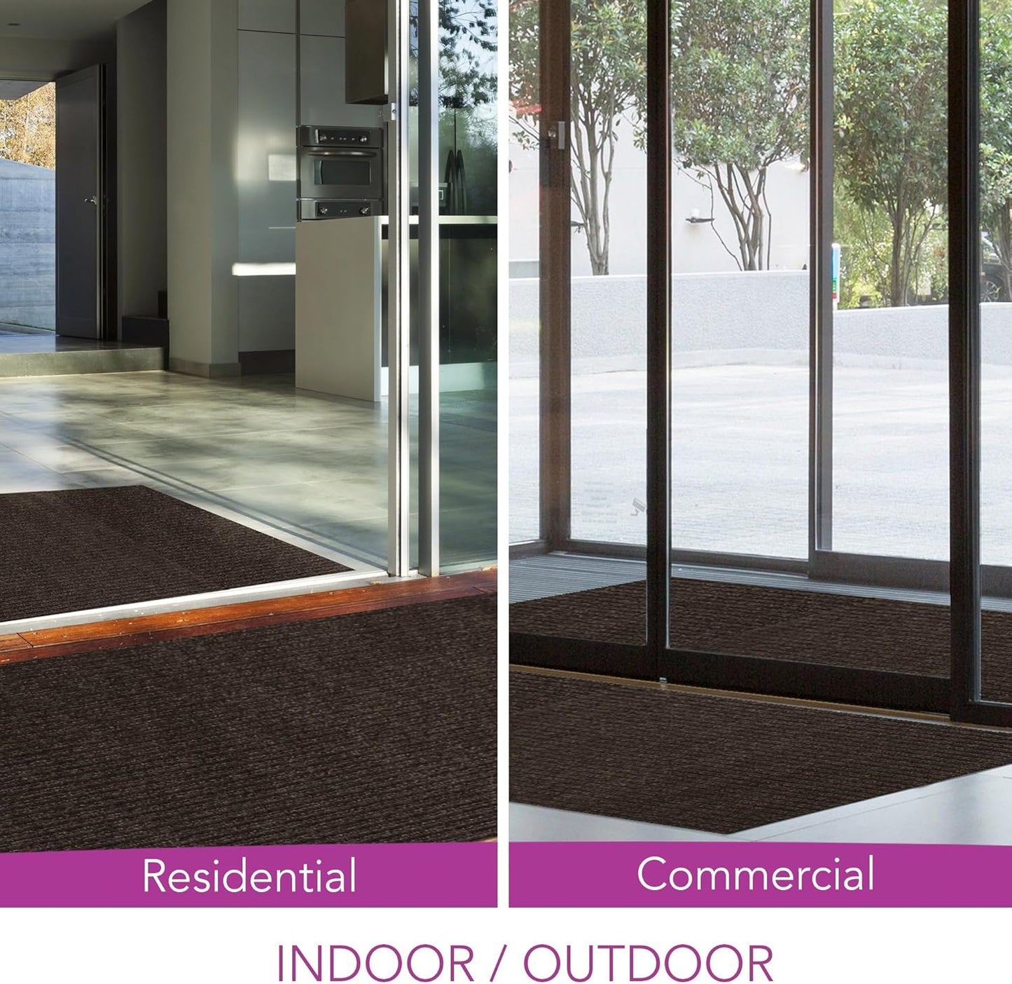 iCustomRug Spartan Weather Warrior Duty Indoor/Outdoor Utility Ribbed in 3ft,4ft,6ft Widths 70 Custom Sizes with Natural Non-Slip Rubber Backing 4'X14' in Brown