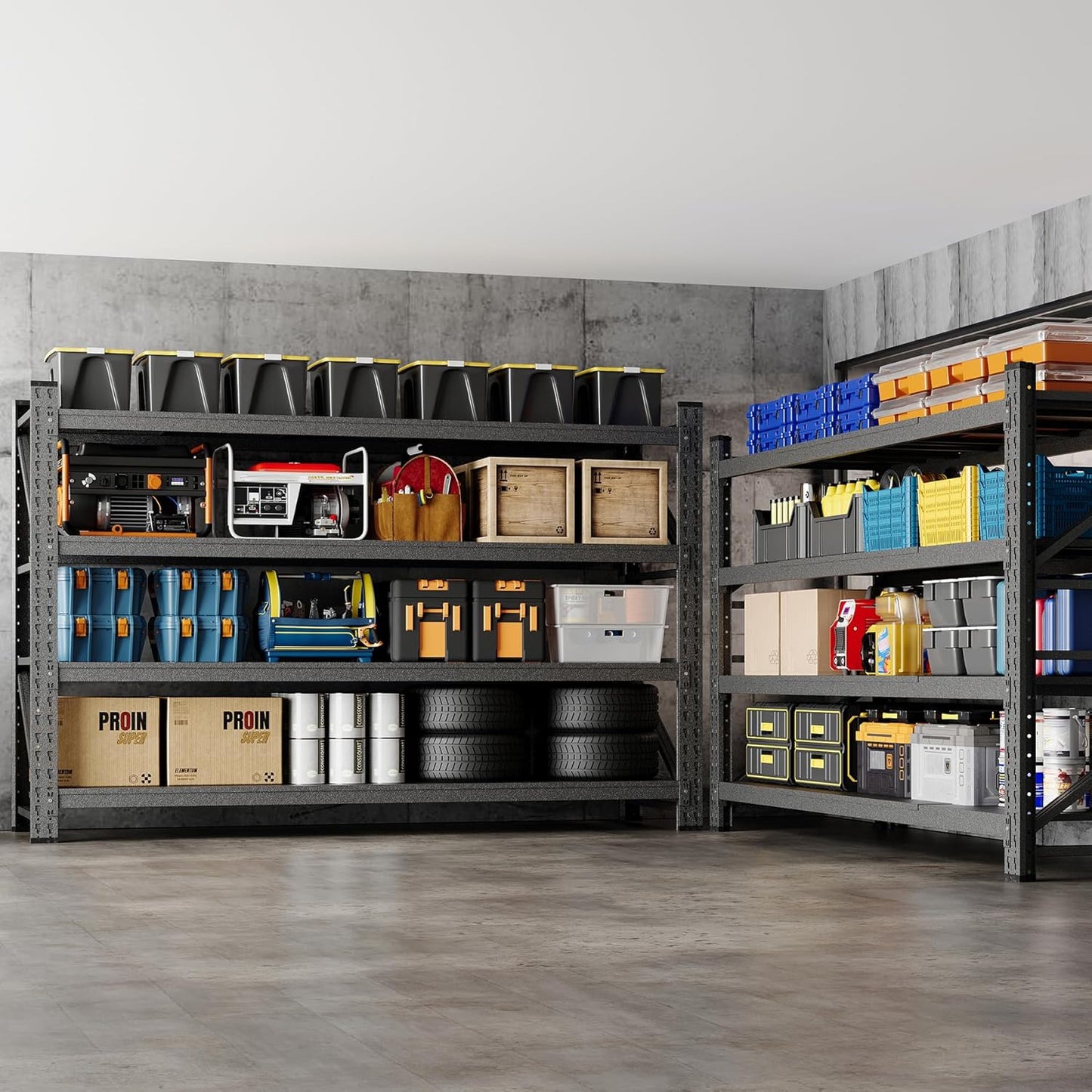 77" W Storage Shelves 9000lbs Garage Metal Shelving Heavy Duty Garage Shelves Adjustable Storage Shelves for Industrial, Factory,(77" W X 24" D X 70" H)