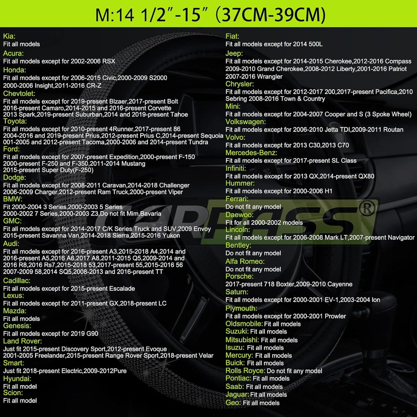 CAR PASS Line Rider Microfiber Leather Sporty Steering Wheel Cover Universal Fits for 95% Truck,SUV,Cars,14.5-15inch Anti-Slip Safety Comfortable Desgin (Black-Orange)