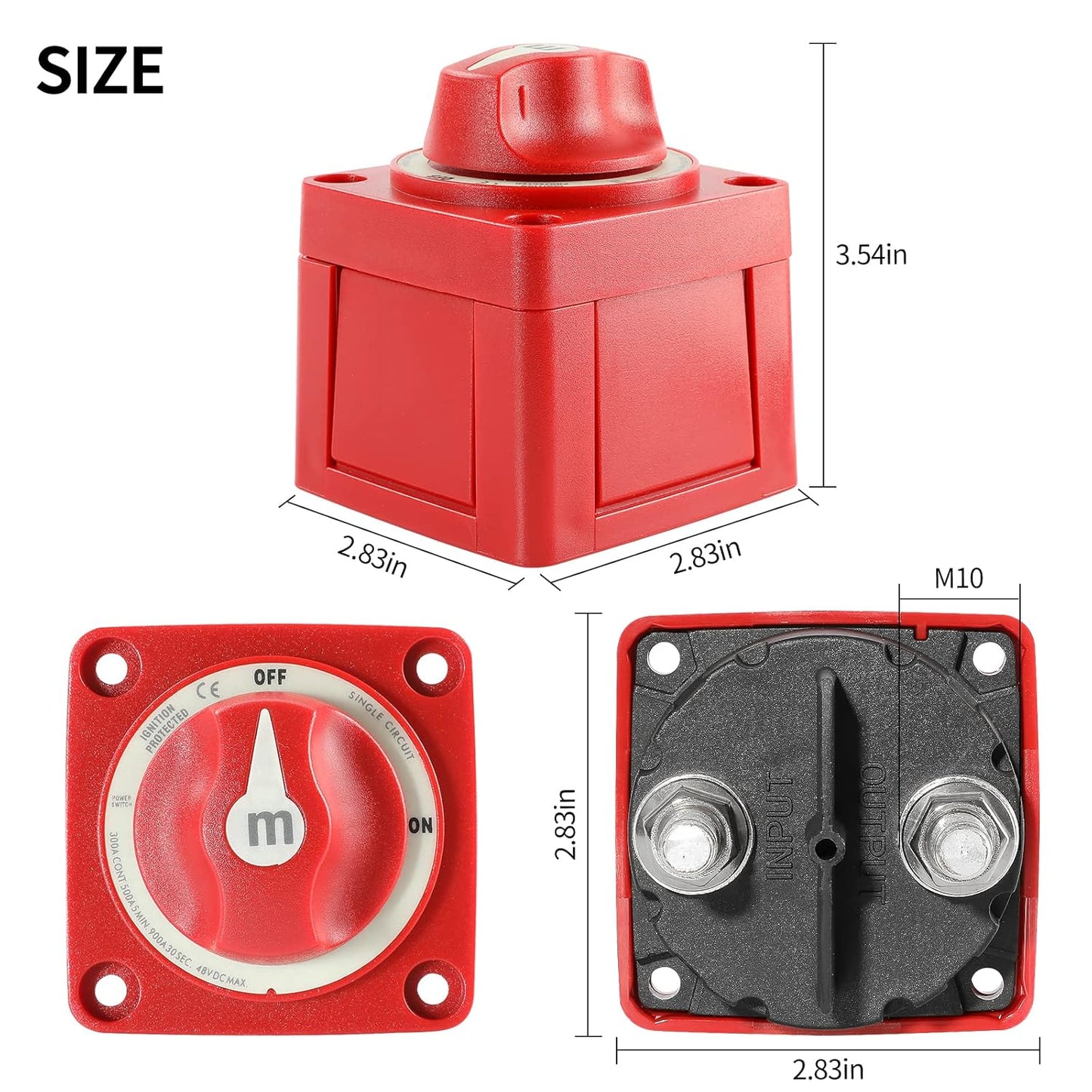 M Series Battery Switch, Huazu 300A Marine Battery Cut Off Switch for Car Vehicle RV Trailer