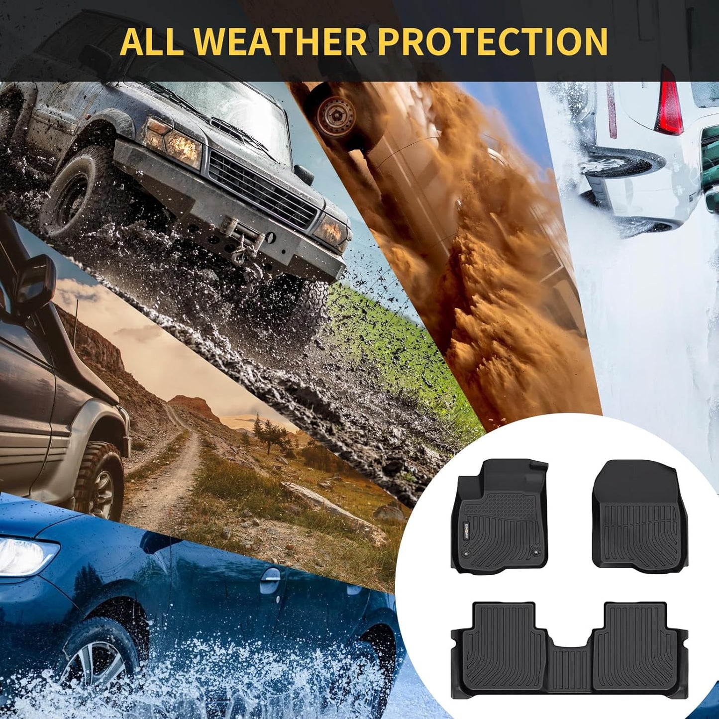 GINOWY- Floor Mats Cargo Liner Full Set for Kia EV6 2022-2024, TPE All Weather Protection Car Mats EV6 2024, Custom for EV6 Floor Liners, Anti-Slip Trunk Mat EV6 Accessories