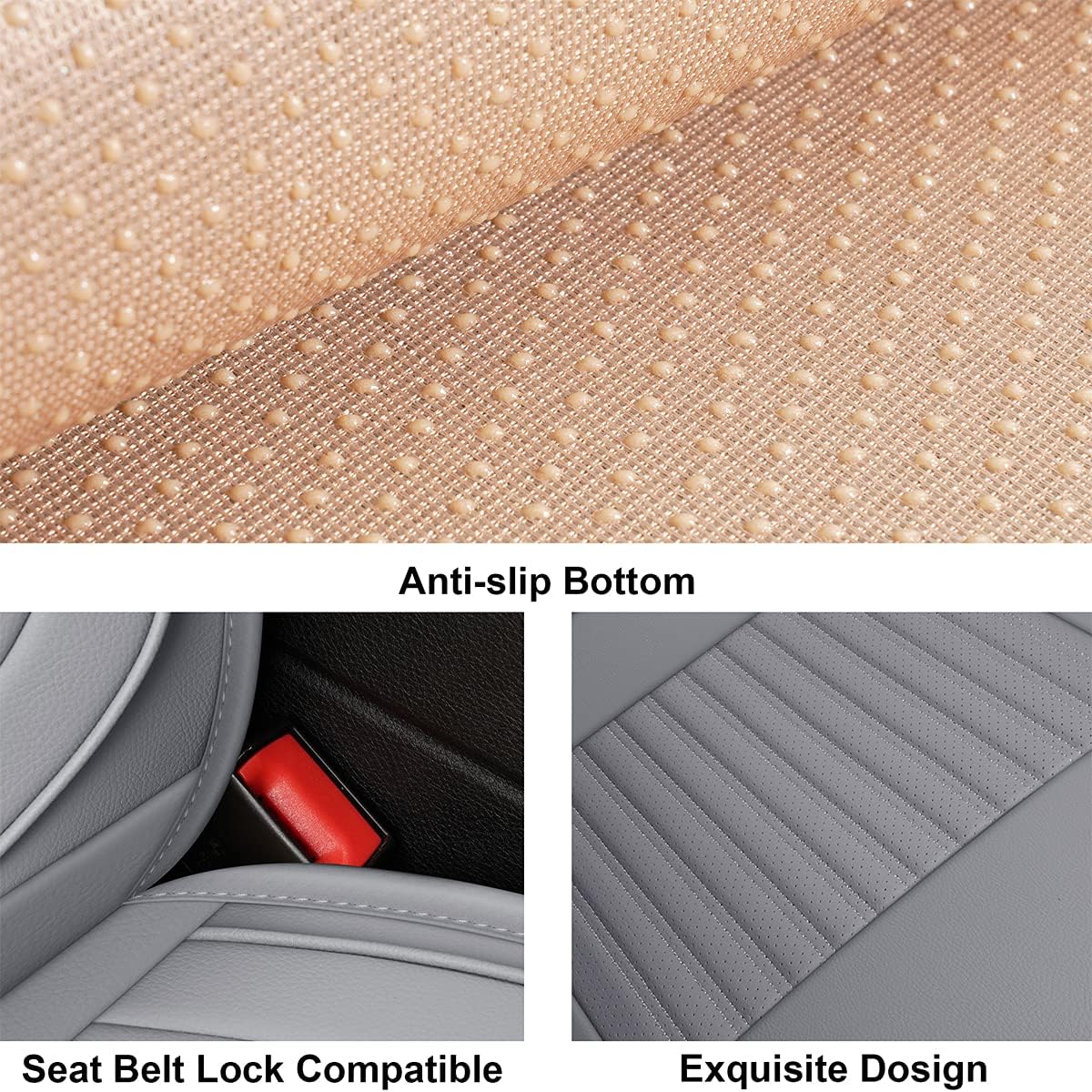 LINGVIDO Car Seat Covers, Breathable and Waterproof Faux Leather Automotive Seat Covers for Cars SUV Truck Sedan,Universal Driver Seat Cover with Backrest (Front Seat, Gray)
