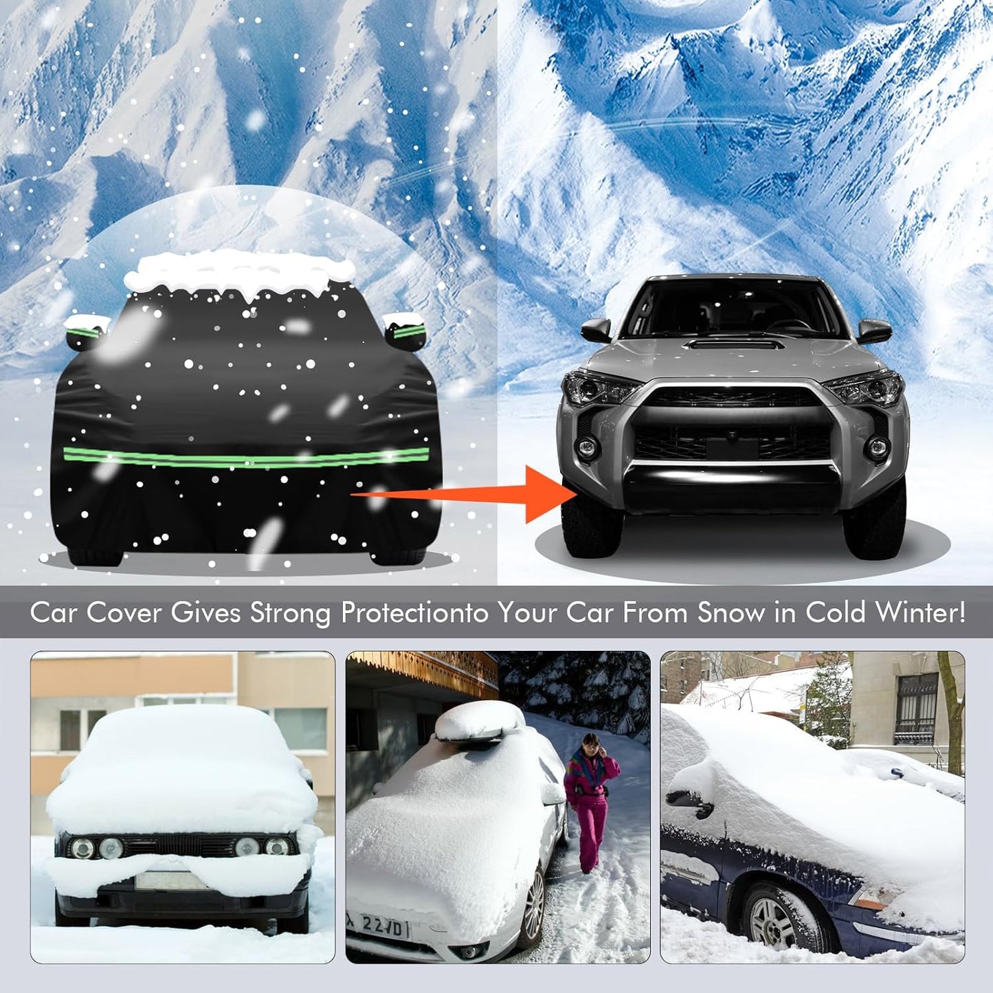 for 2002-2023 Toyota 4runner Car Cover 210D Outdoor Waterproof UV Protection, with Cotton Layer, Zipper Door, Reflective Strip, Storage Bag, for 2002-2020 2021 2022 2023 4runner