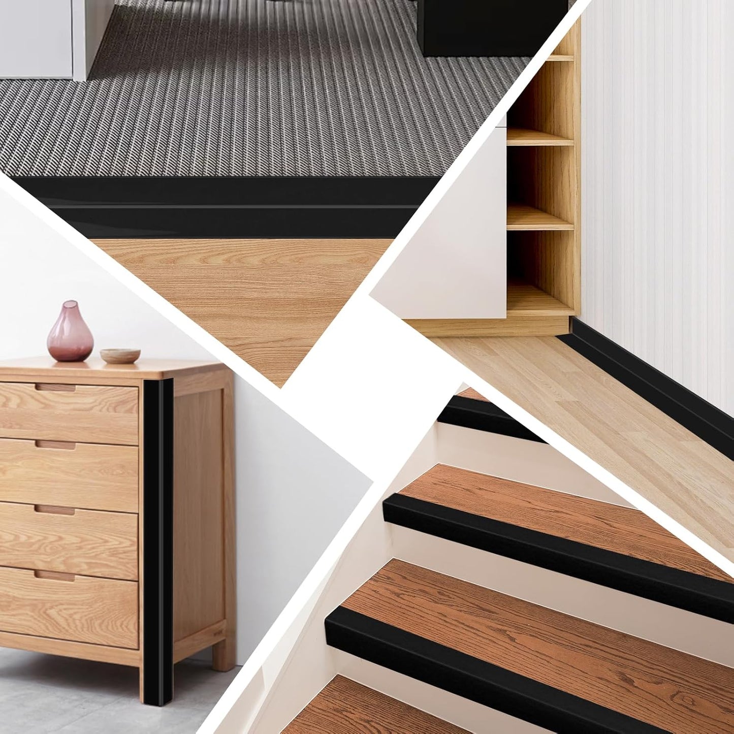 Wall Corner Protector Moulding Trim Peel and Stick Wall Corner Guards Trim Flexible Self Adhesive Edge Protector Moulding, 1.6 in x 10 Ft, Black