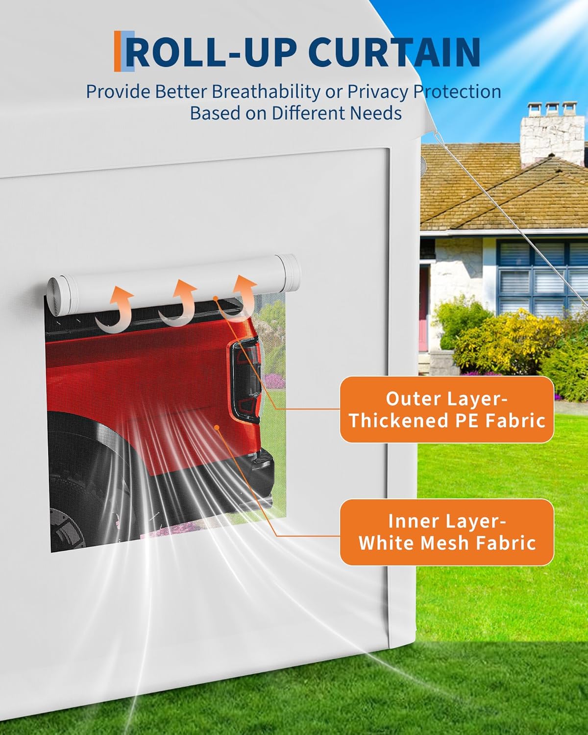 10 x 20FT Heavy Duty Carport with Roll-Up Windows, Portable Garage with Removable Sidewalls & Doors, Portable Car Tent Garage with Roll-Up Windows and All-Season Tarp, for Car, Truck,