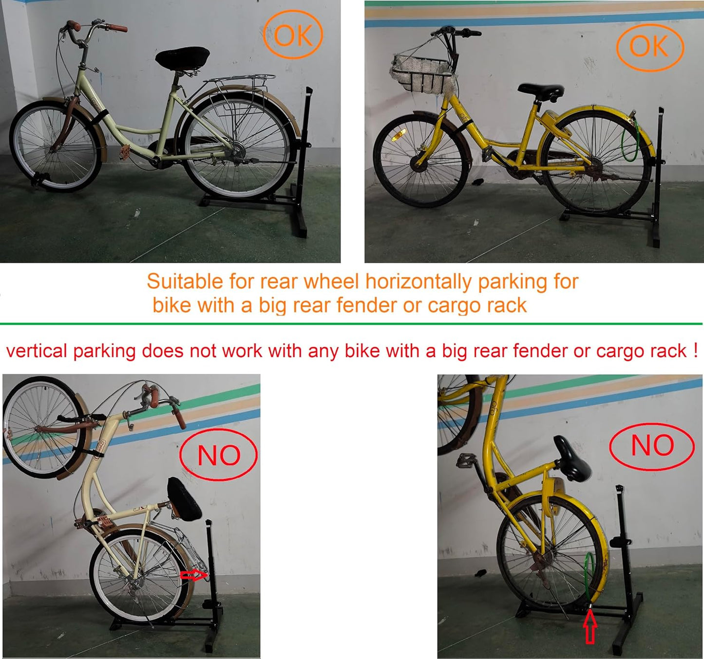 Foozet Bike Stand,Vertical Bike Rack Garage,Space-Saving Rack with Adjustable for Garage & Apartment, Bike Storage for Indoor Storage (1 pack)