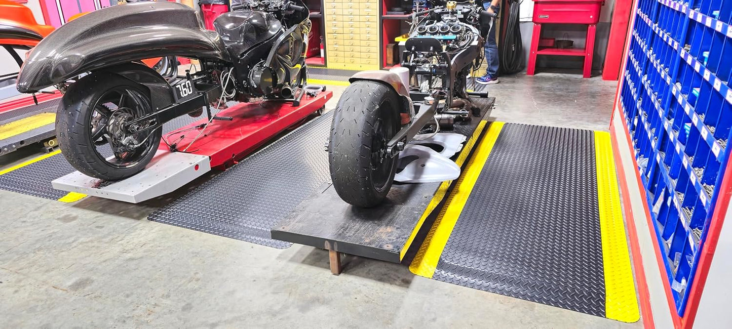 Rhino Mats, American Classic Diamond Anti-Fatigue Mats, Industrial Ergonomic Comfort Standing Mat for Work, Home, Garage, Office, Kitchen or Anywhere (Black/Yellow 9/16" Thick, 4 FT. x 24 FT.)