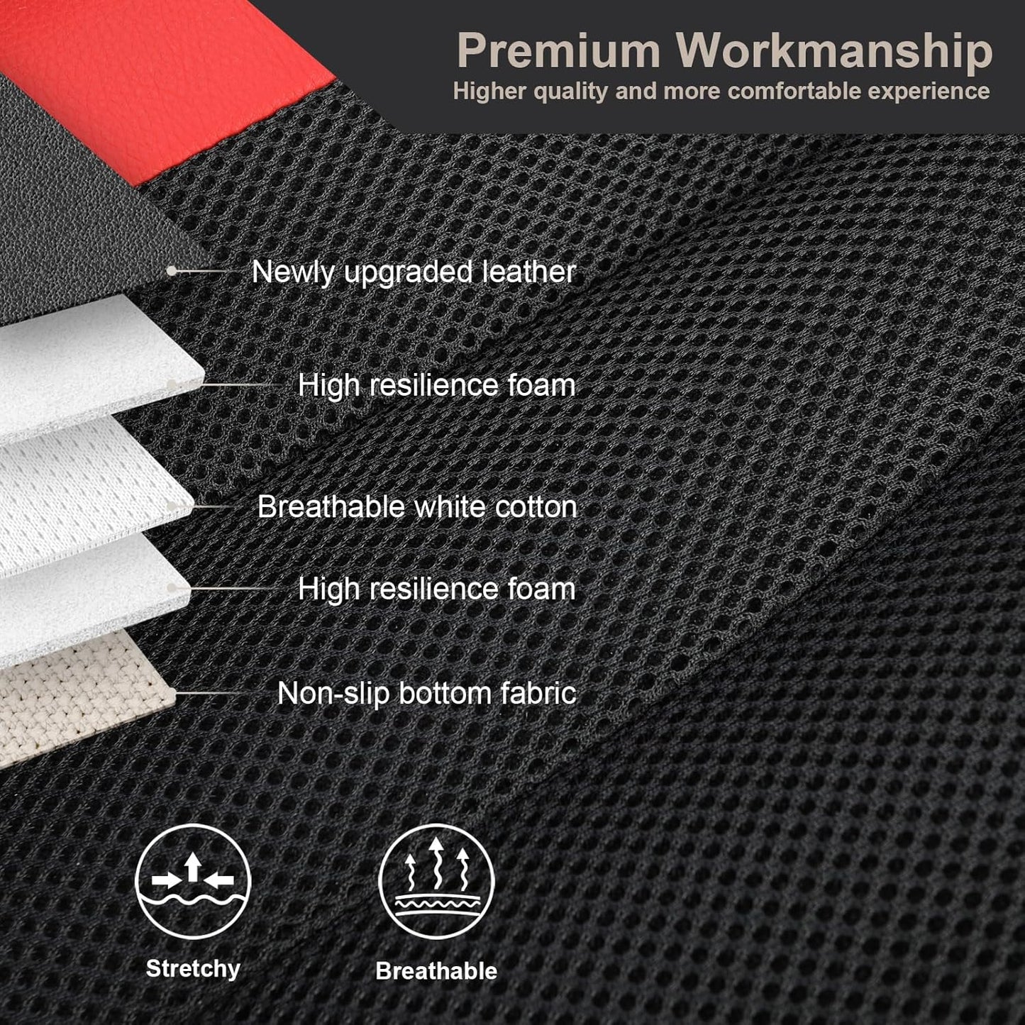 GIANT PANDA Front Seat Cover for Nissan, 3D Air Mesh Car Seat Covers Custom Fit Nissan Rogue Altima Sentra Versa Kicks Frontier Murano Pathfinder Maxima (Red 2-Pack)