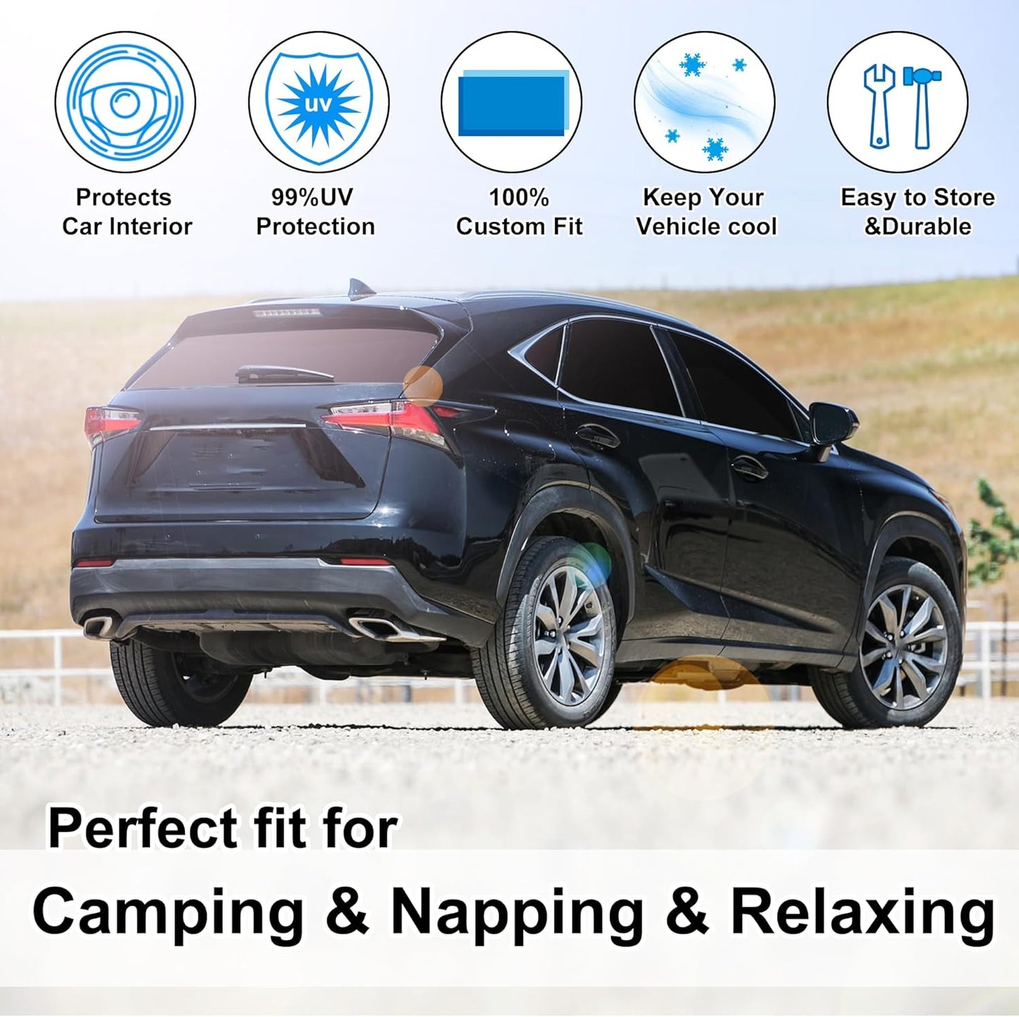 TINGLU Window Shades for Lexus NX300h/NX300/NX200t 2015-2021 Accessories Car Side Full Windows Rear Triangular Windshield Sun Shade Sun UV Rays & Privacy Protection for Camping,Napping&Relaxing 8PCS